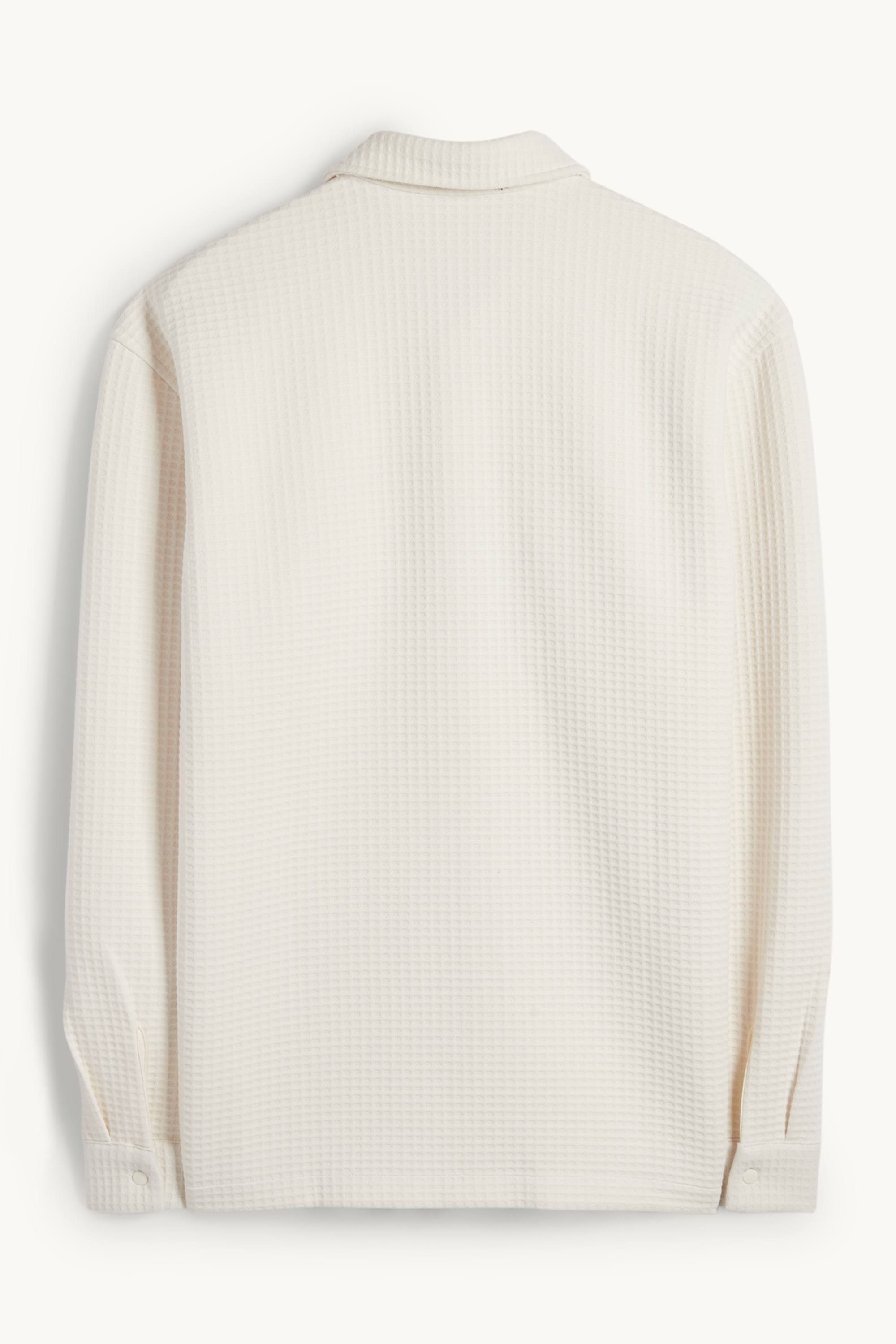 Shirt jacket - relaxed fit - kent collar - textured cremewhite