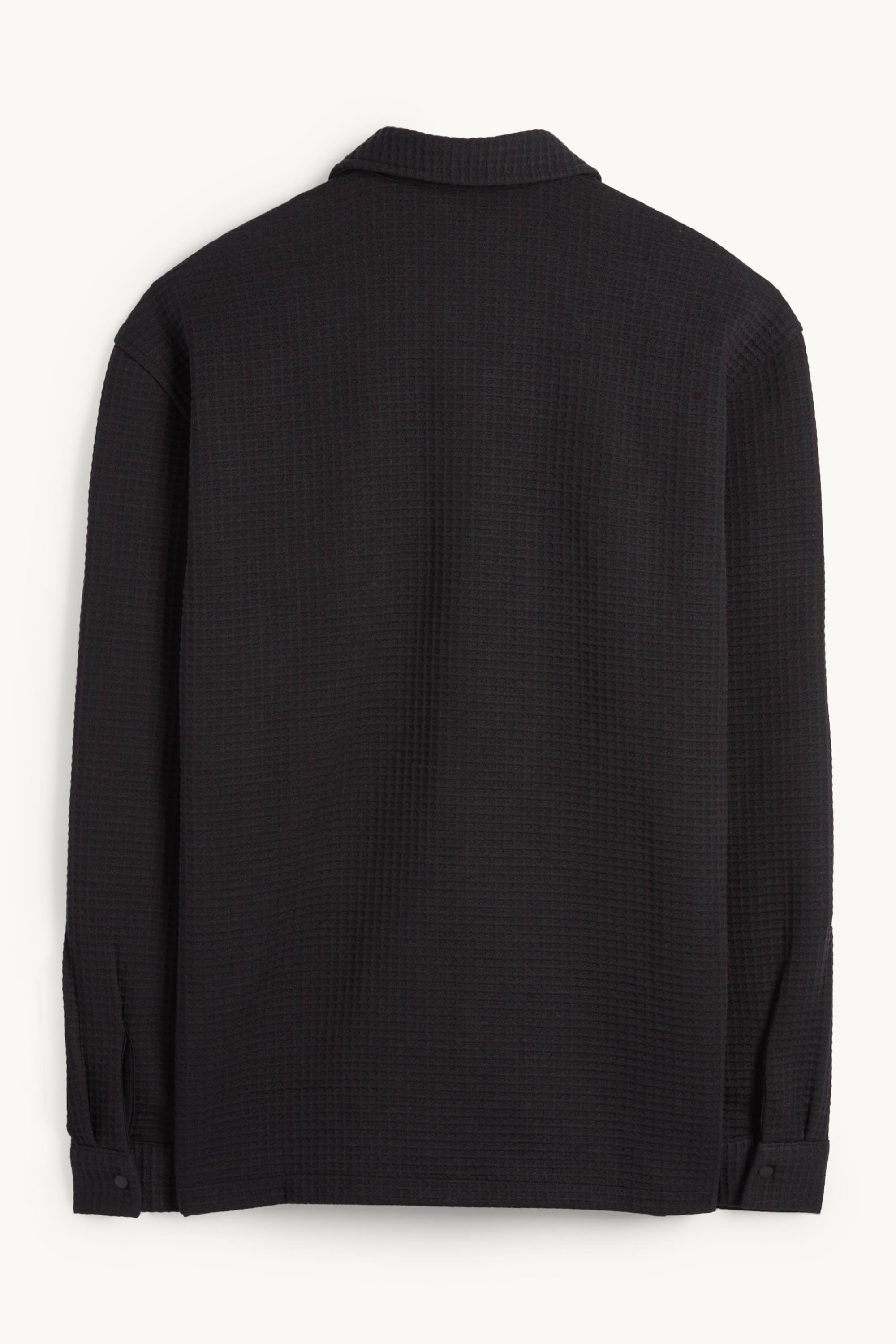 Shirt jacket - relaxed fit - kent collar - textured black