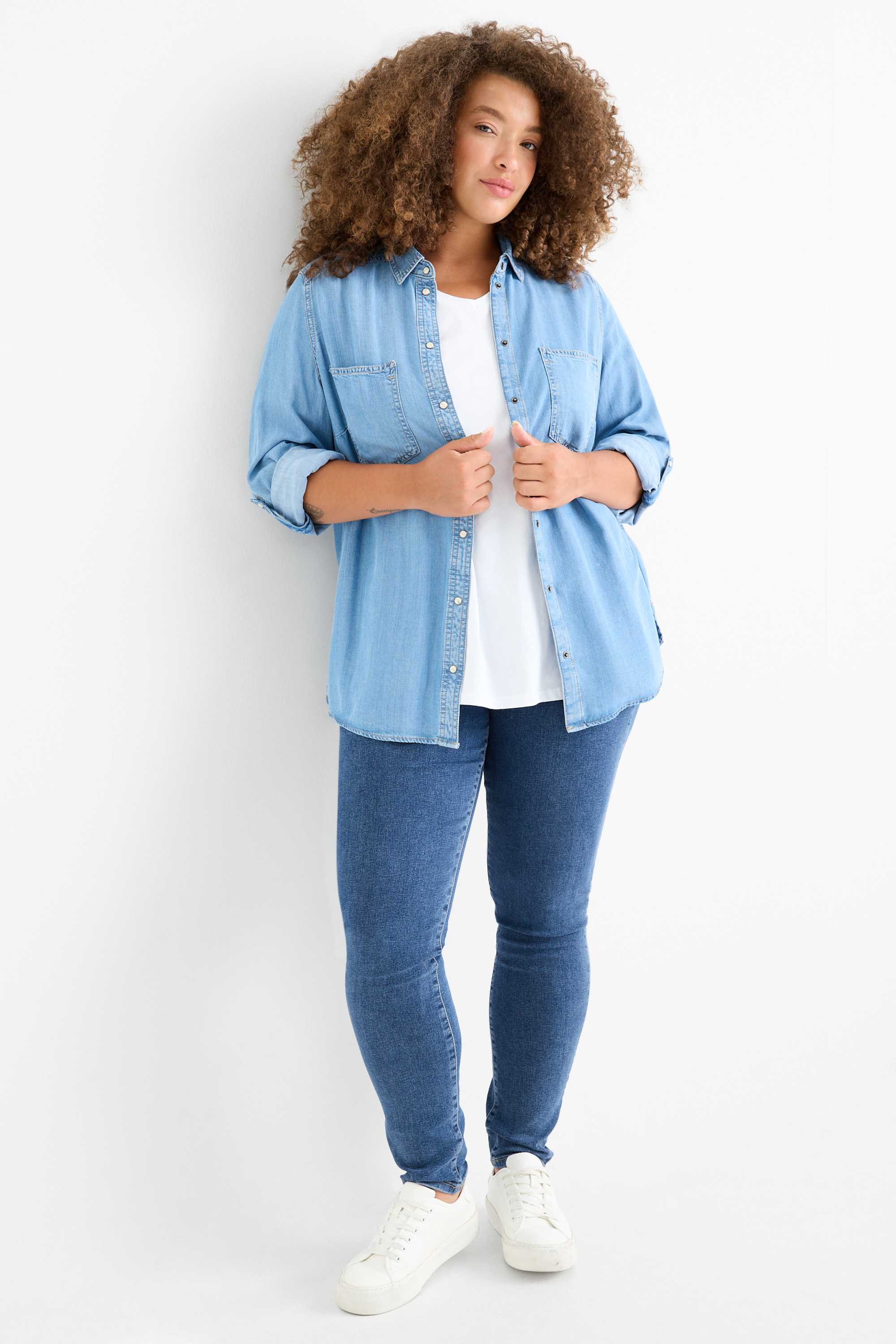 Jegging jeans - high waist blue denim