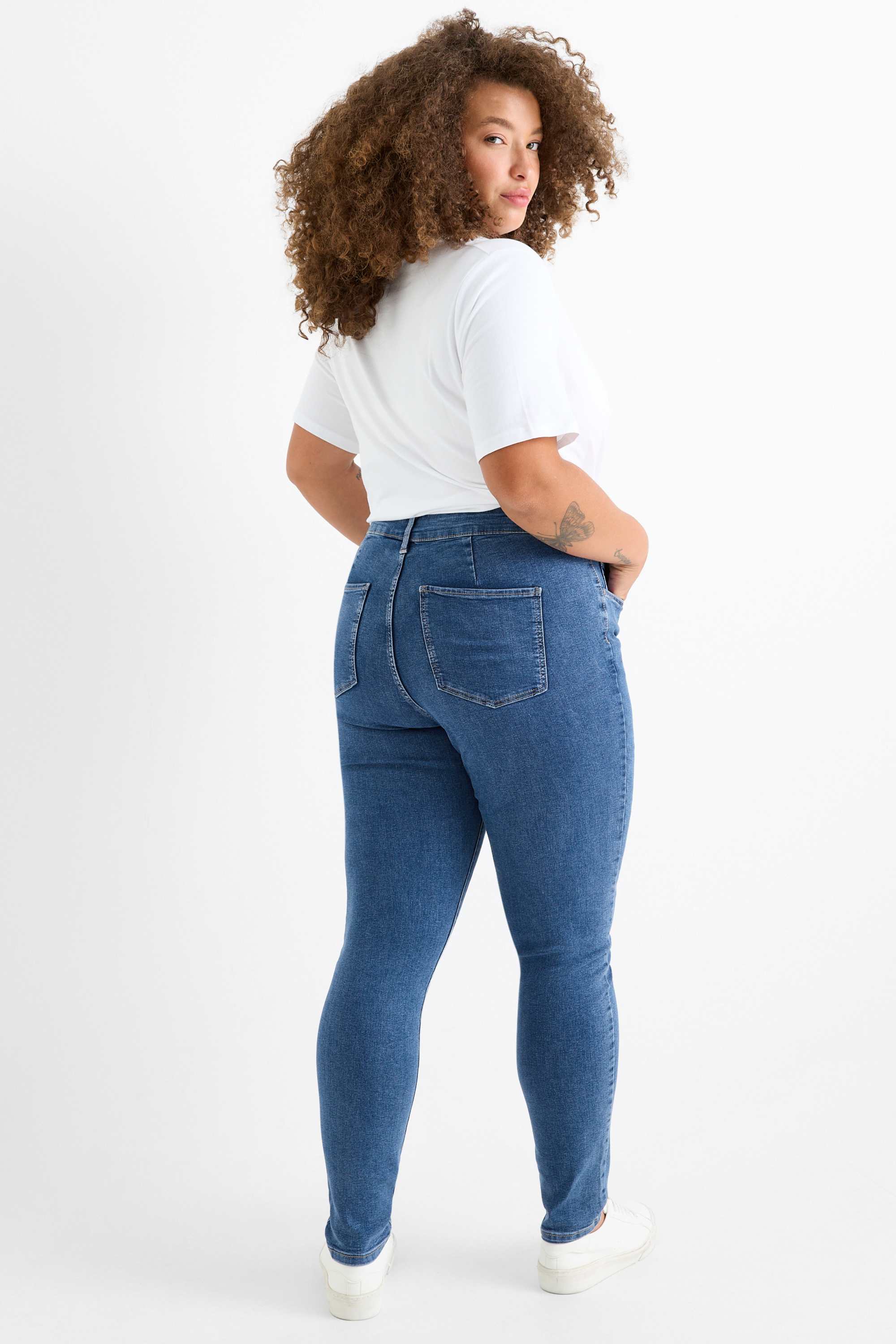 Jegging jeans - high waist blue denim