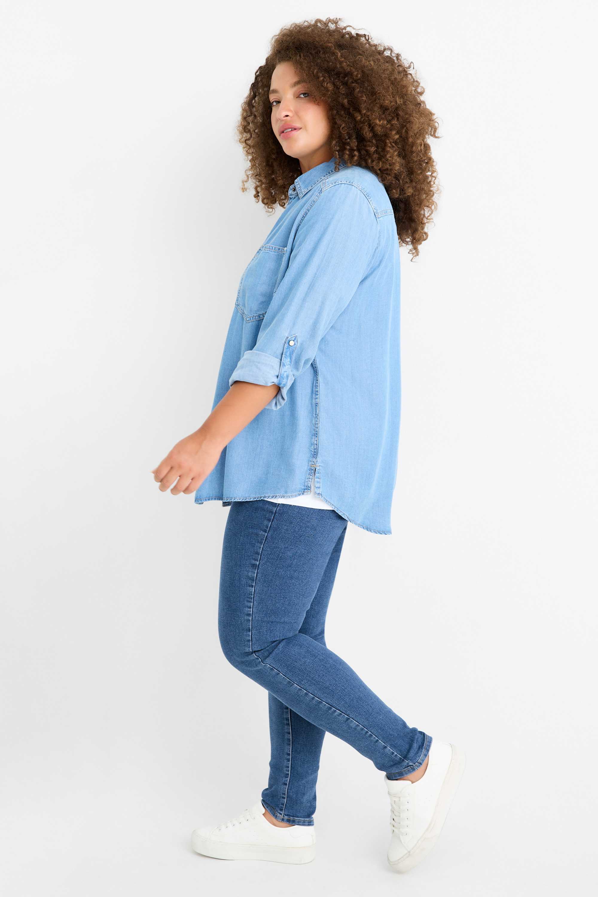 Jegging jeans - high waist blue denim
