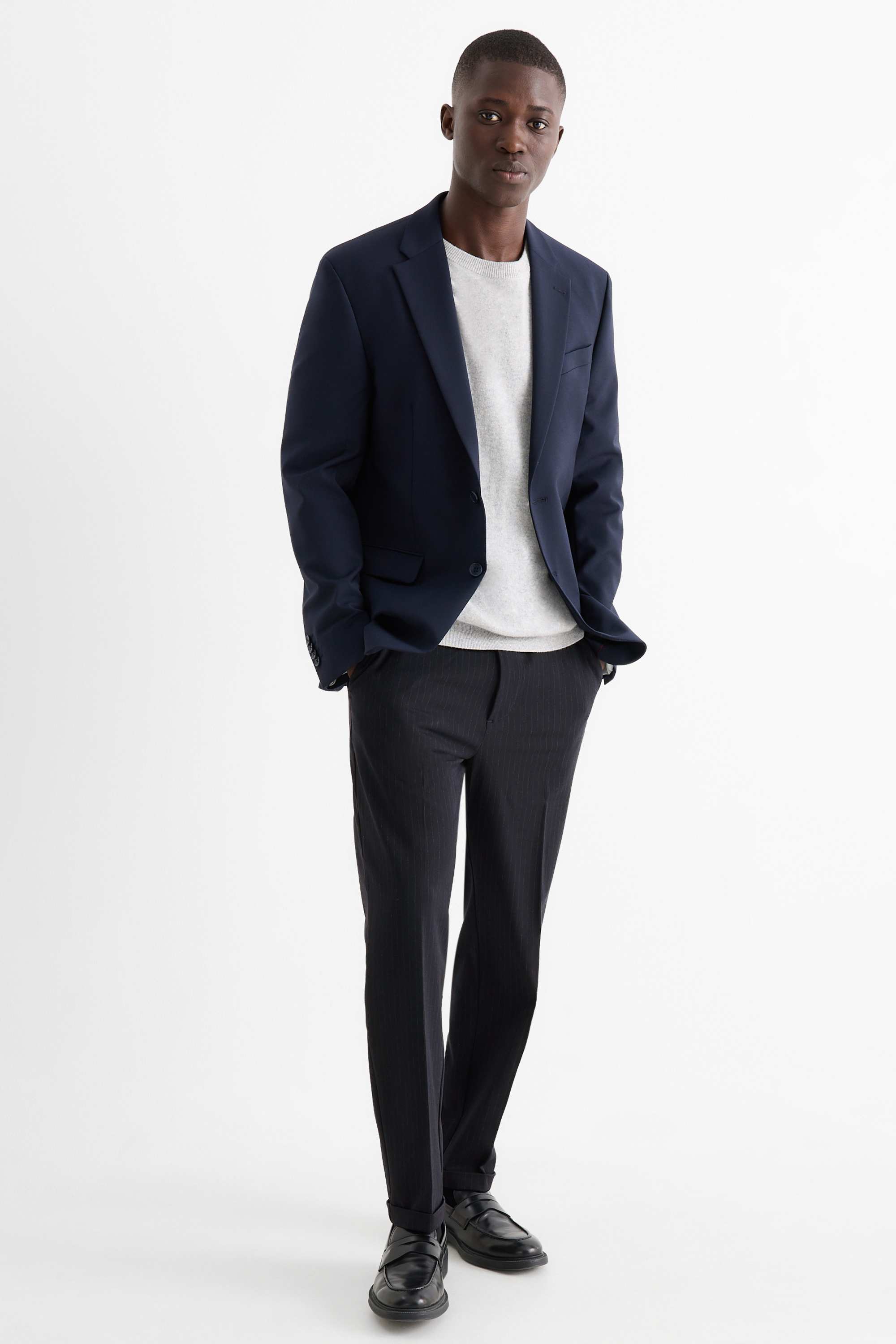 Chinos - tapered fit - pinstripes black