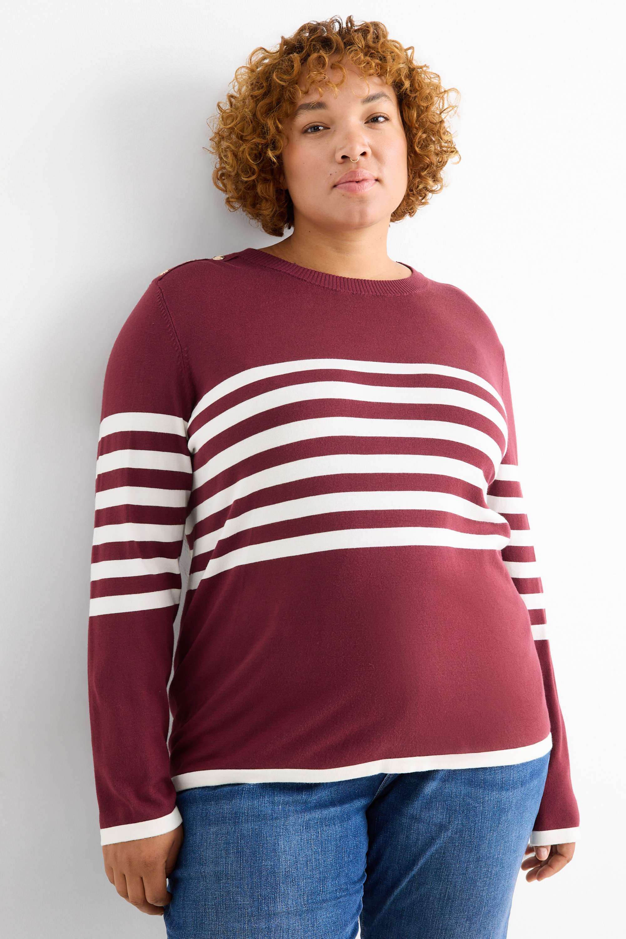 Jumper - striped bordeaux