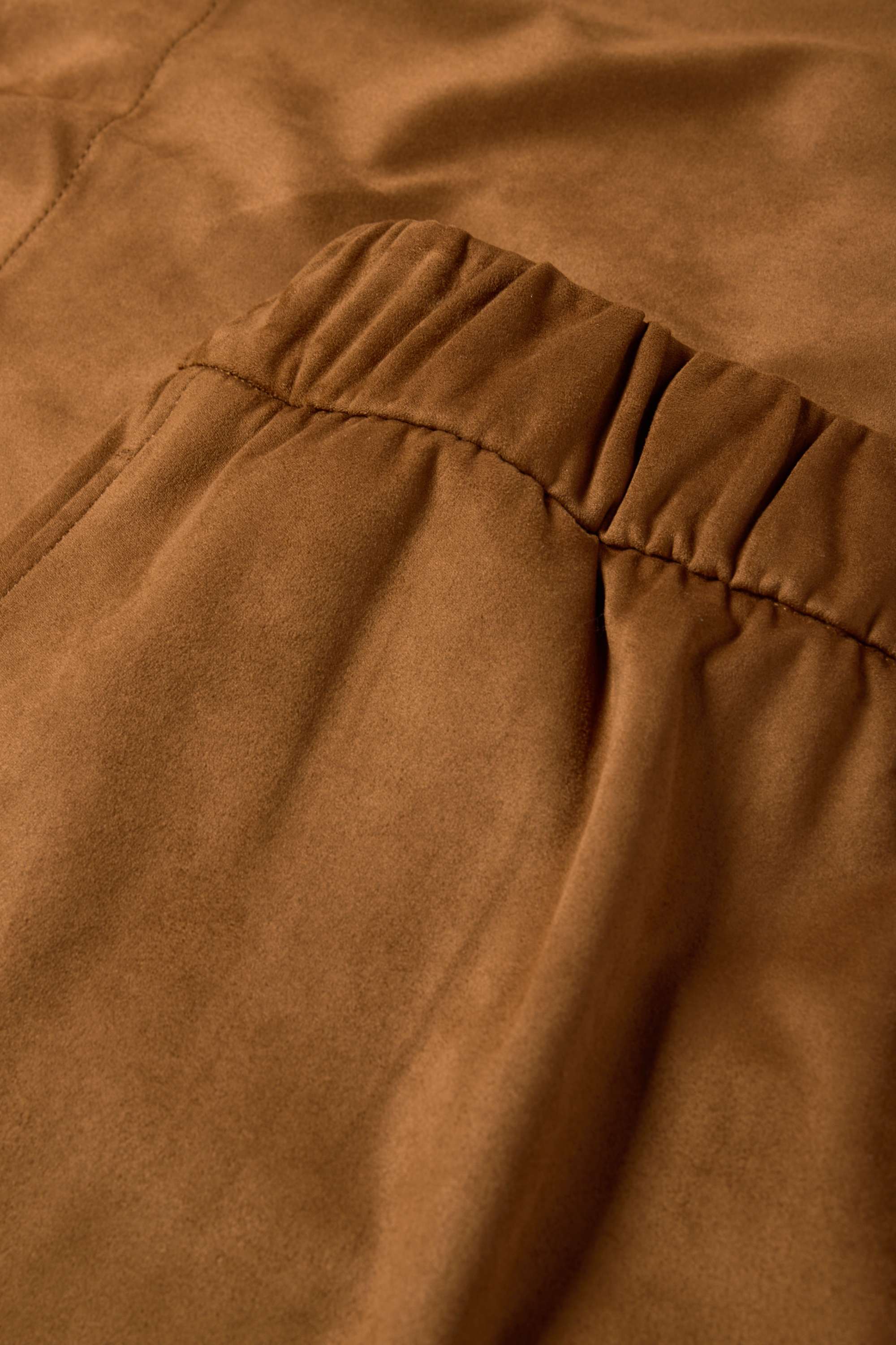 Trousers - mid-rise waist - straight fit - faux suede brown