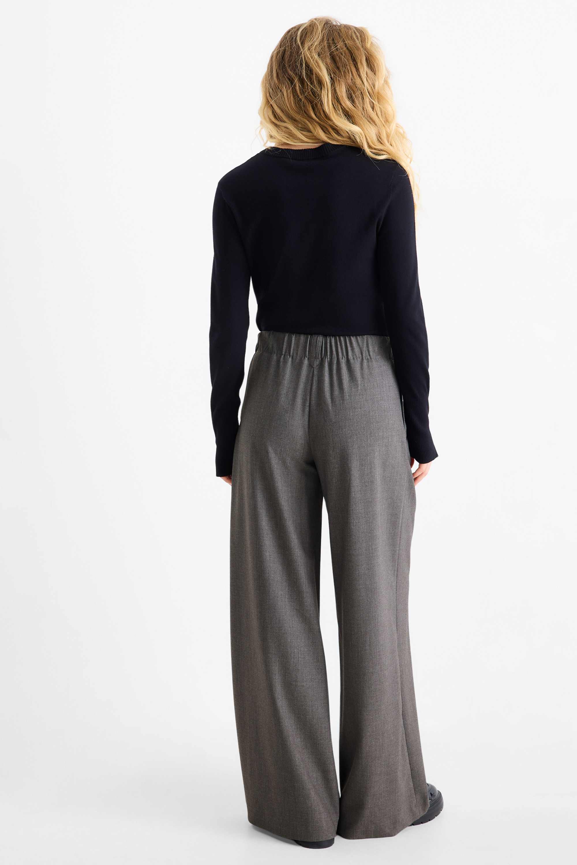 Cloth trousers - mid-rise waist - tapered fit gray