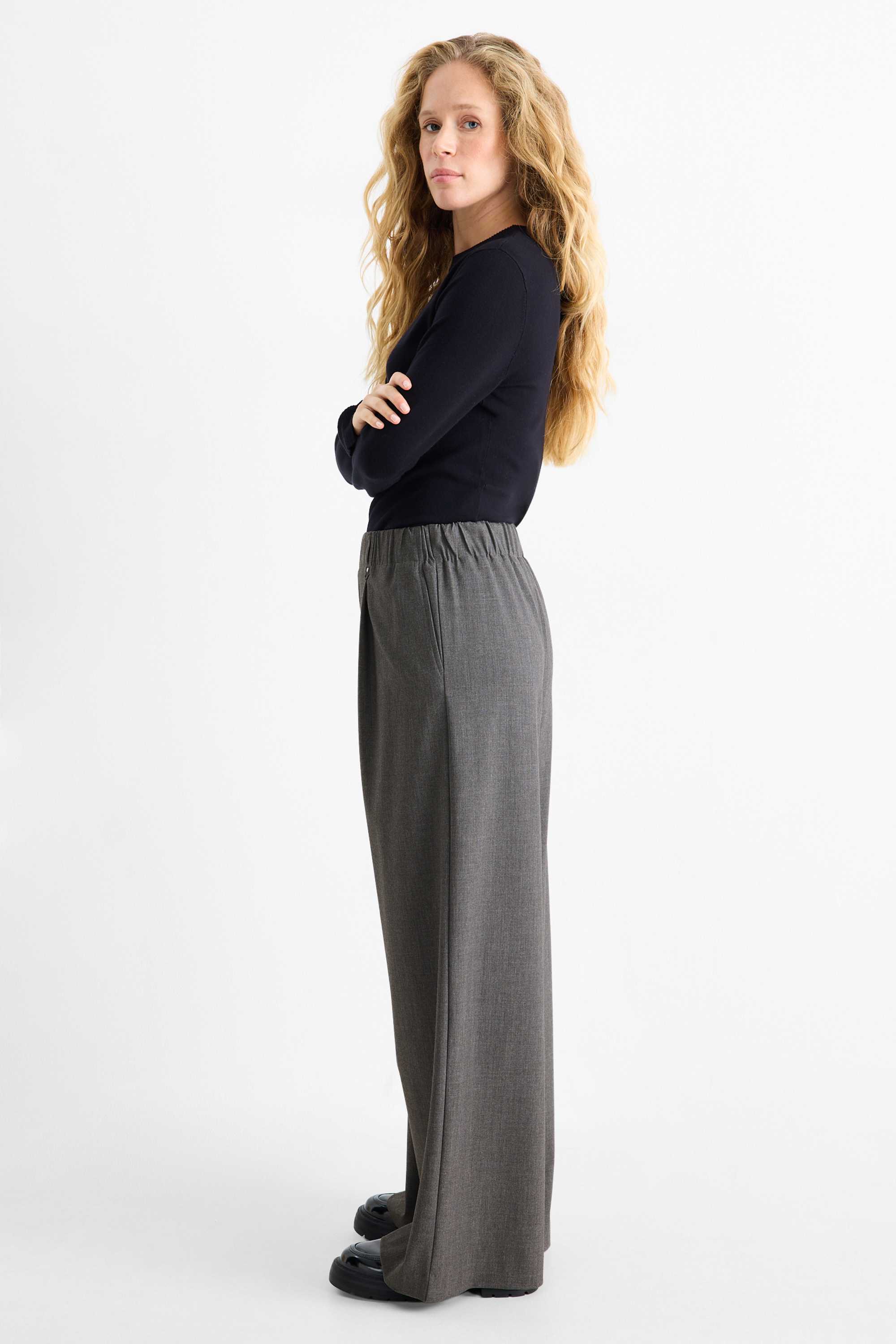 Cloth trousers - mid-rise waist - tapered fit gray