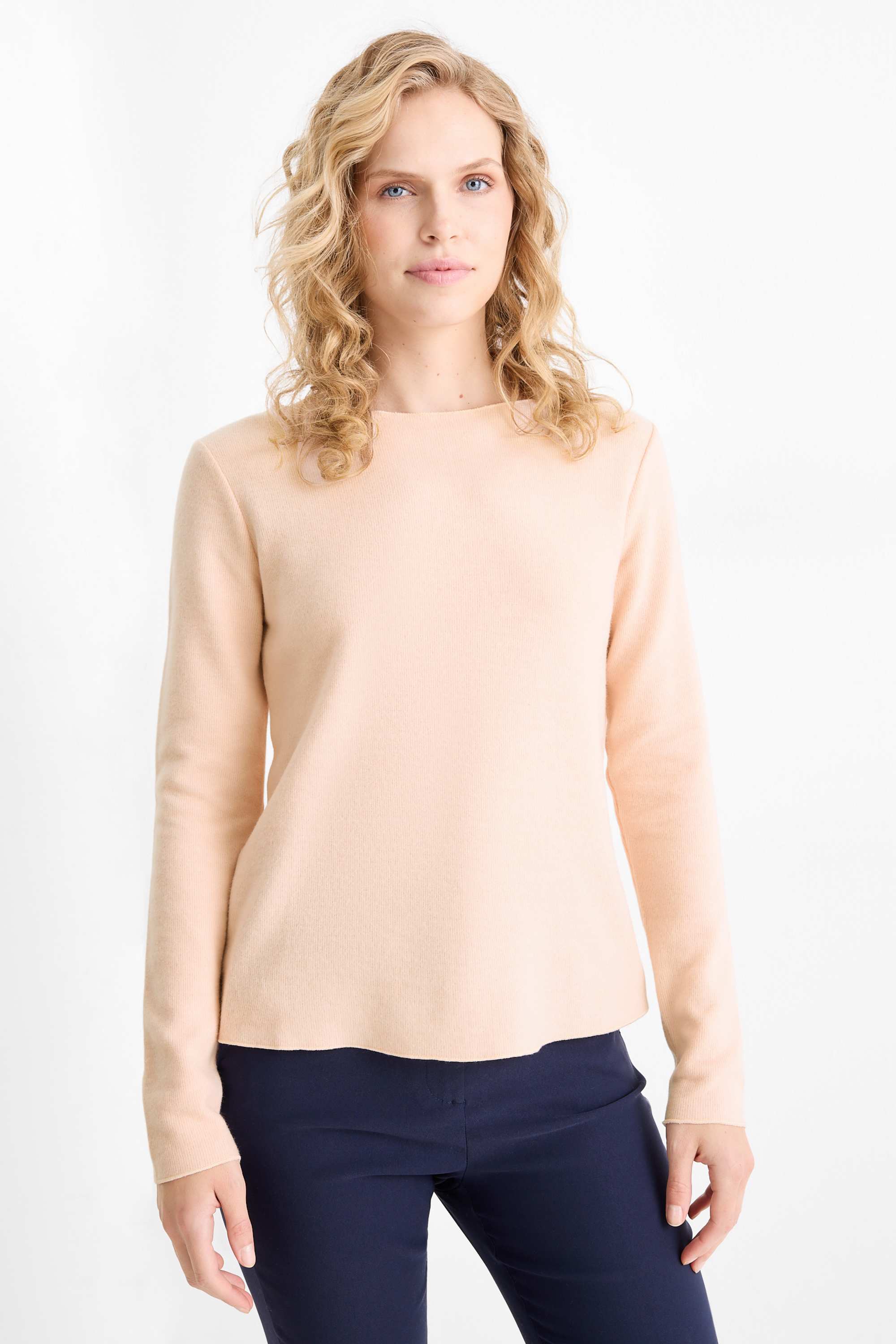Long sleeve top - regular fit - ribbed rose