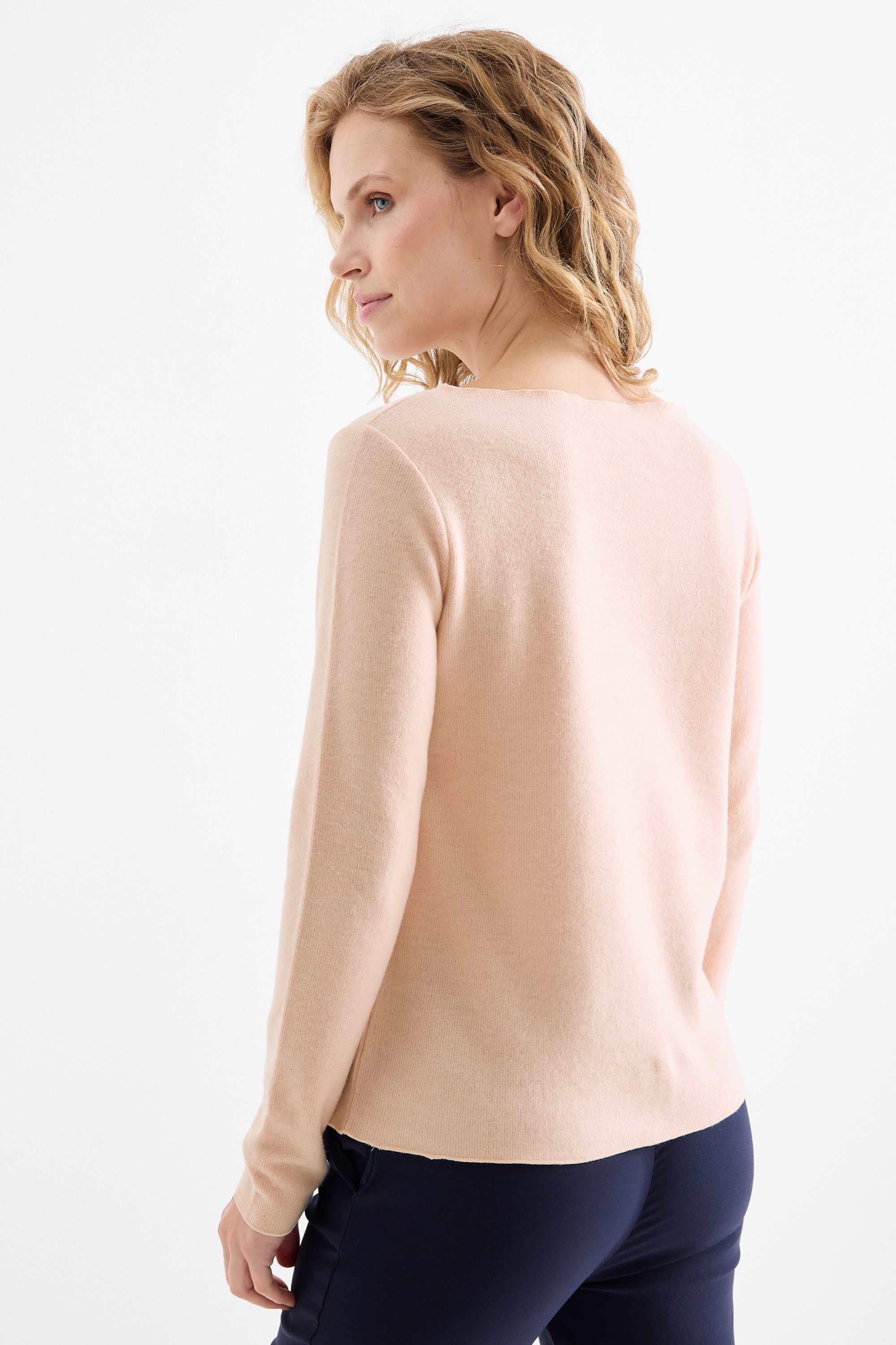 Long sleeve top - regular fit - ribbed rose