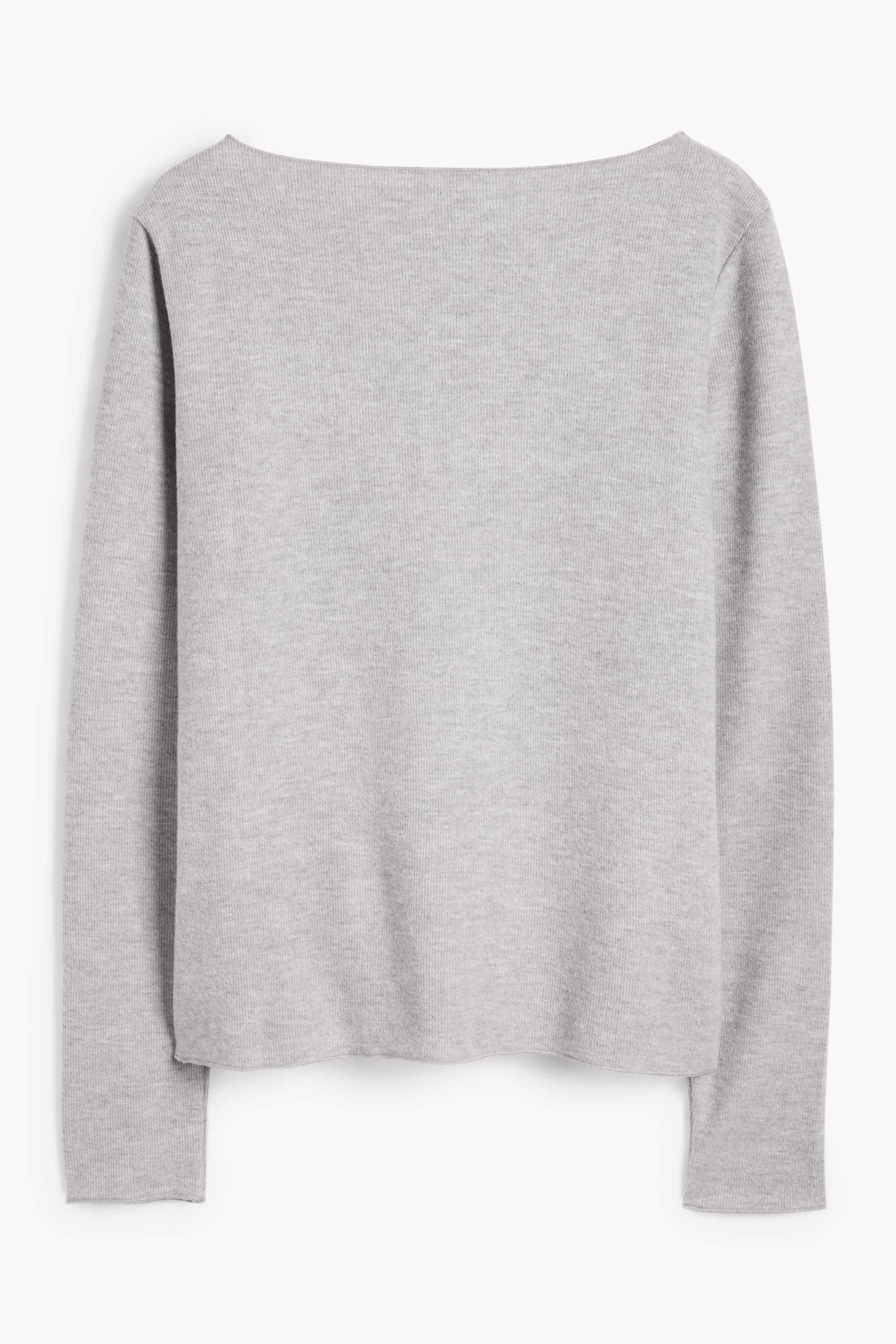 Long sleeve top - regular fit - ribbed light gray