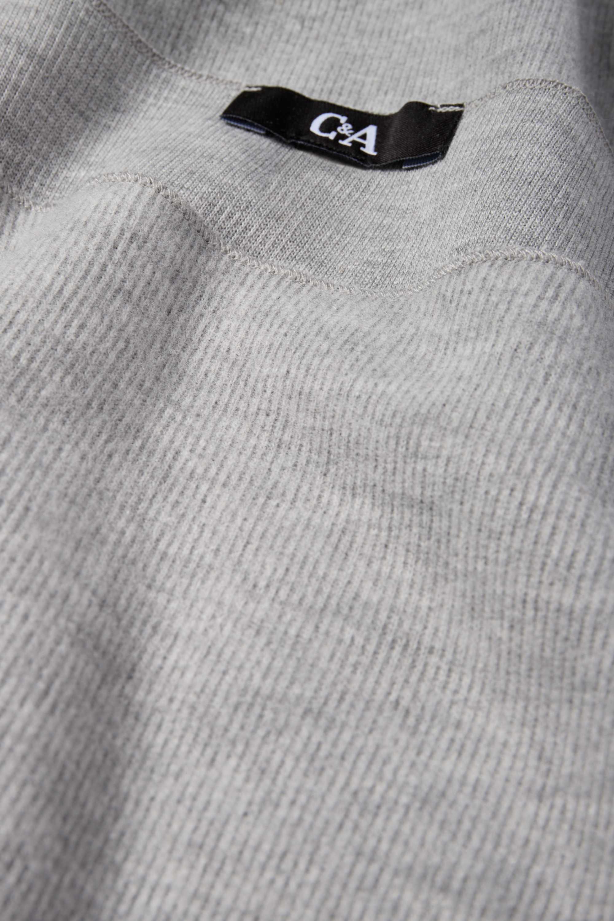 Long sleeve top - regular fit - ribbed light gray