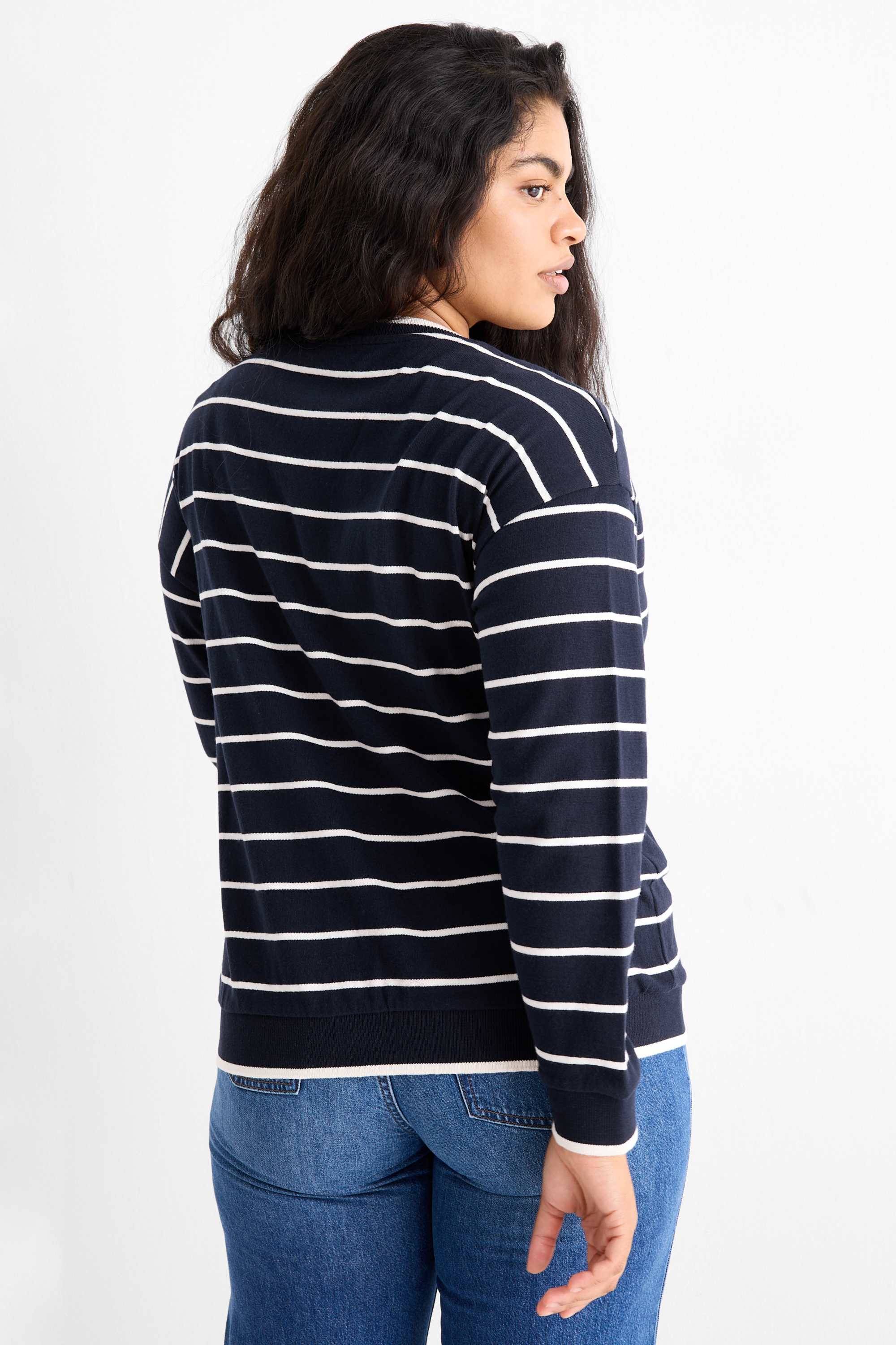 Cardigan - striped dark blue