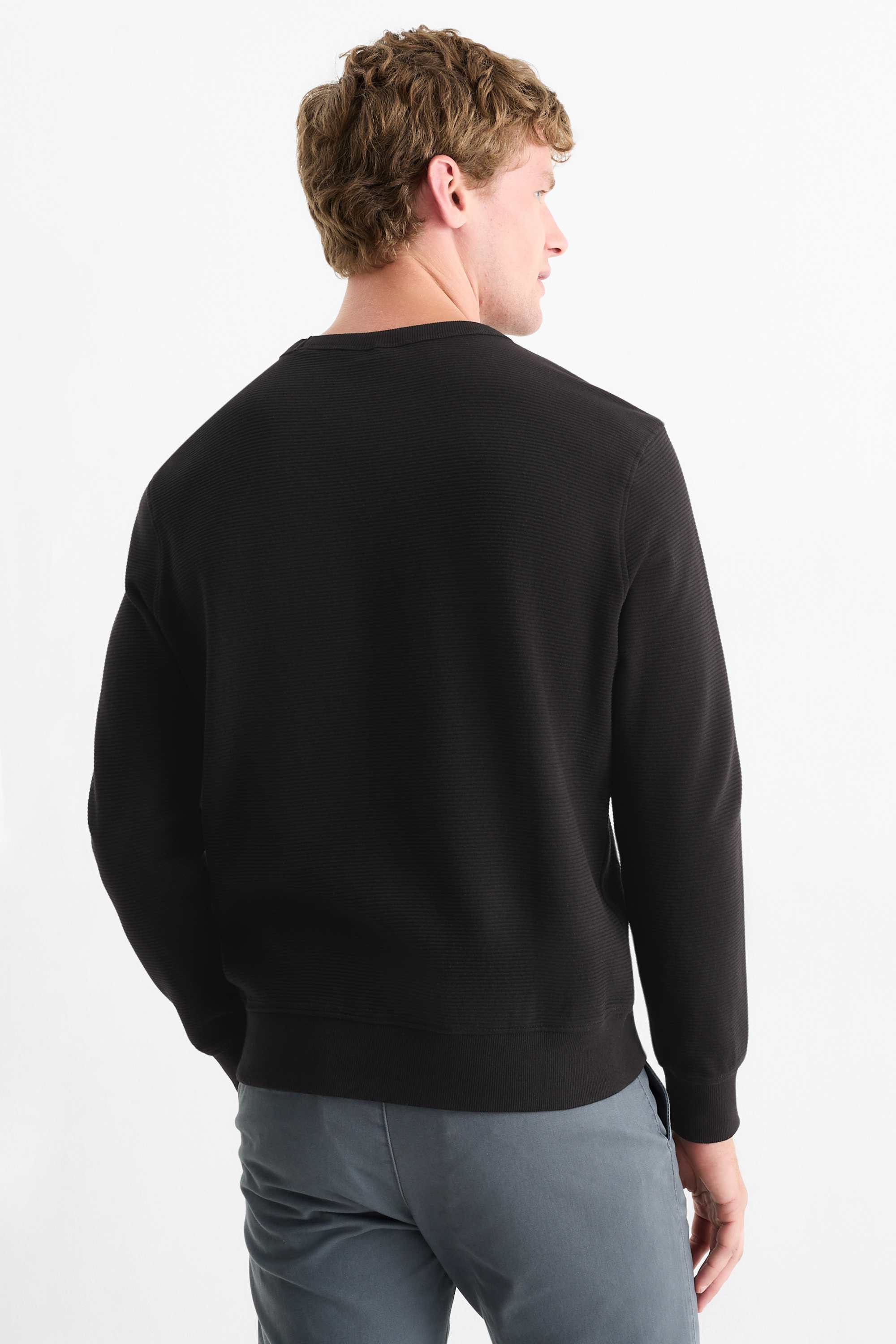 Sweatshirt - ribbed black