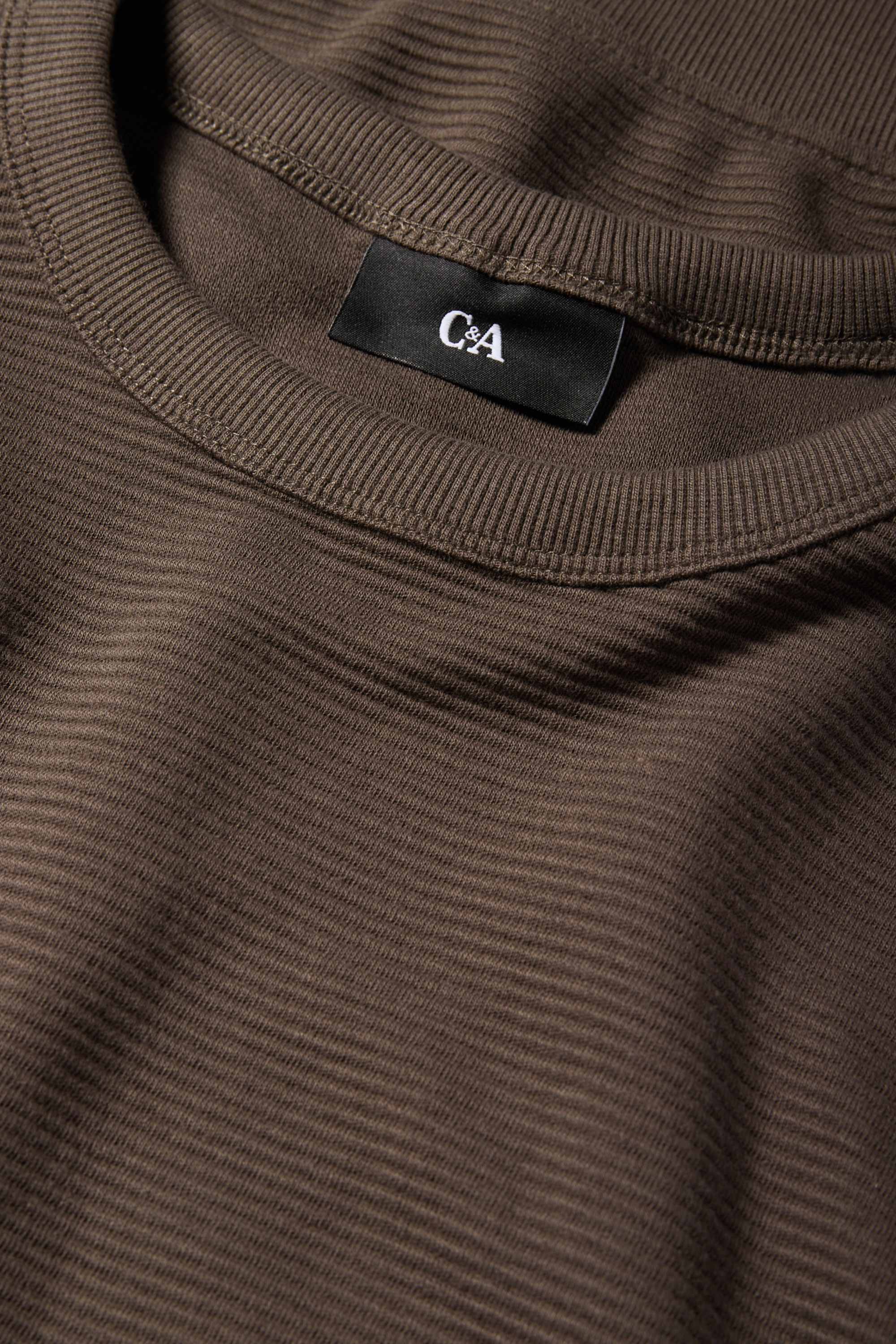 Sweatshirt - ribbed dark brown