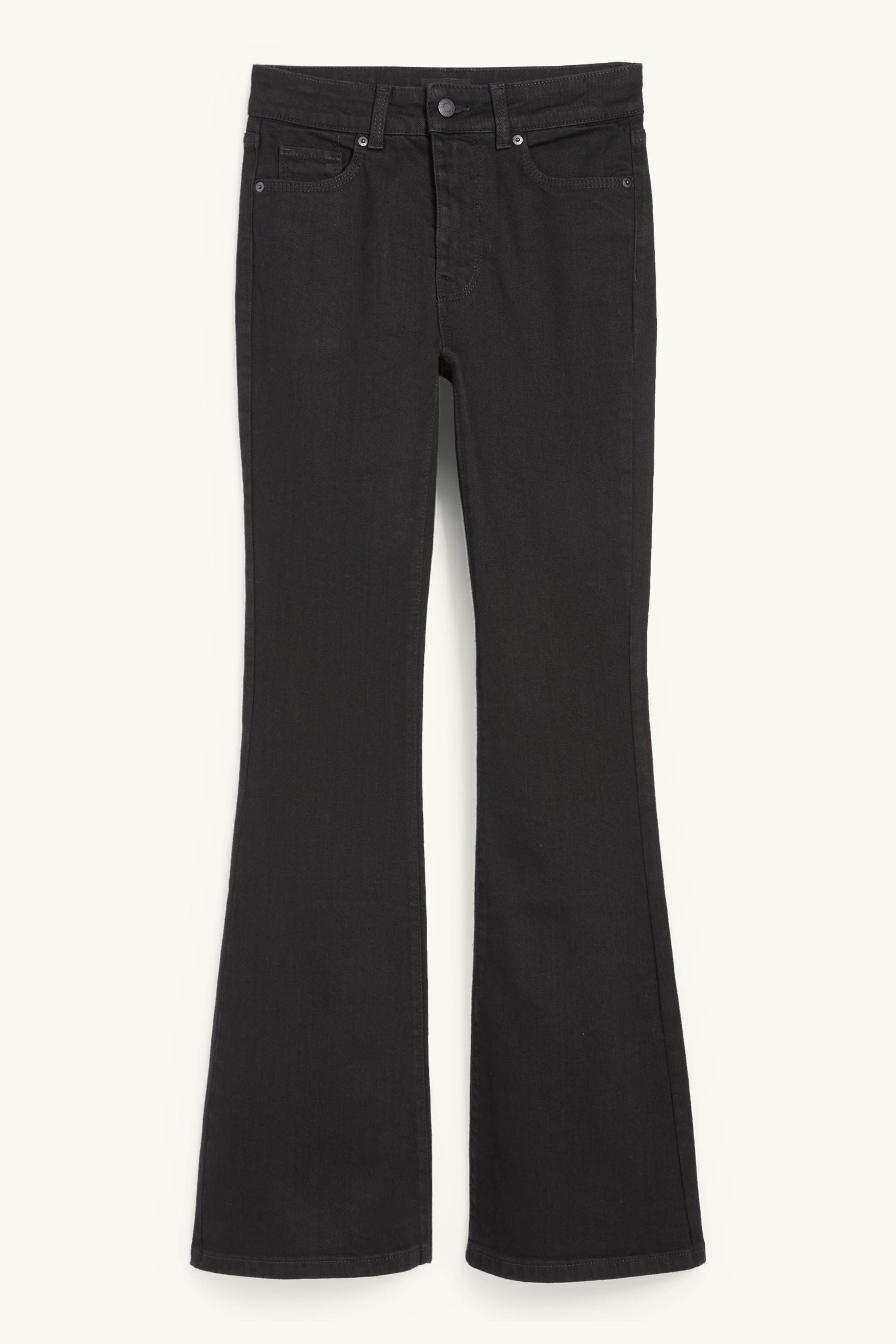Flared jeans - mid-rise waist denim-dark gray