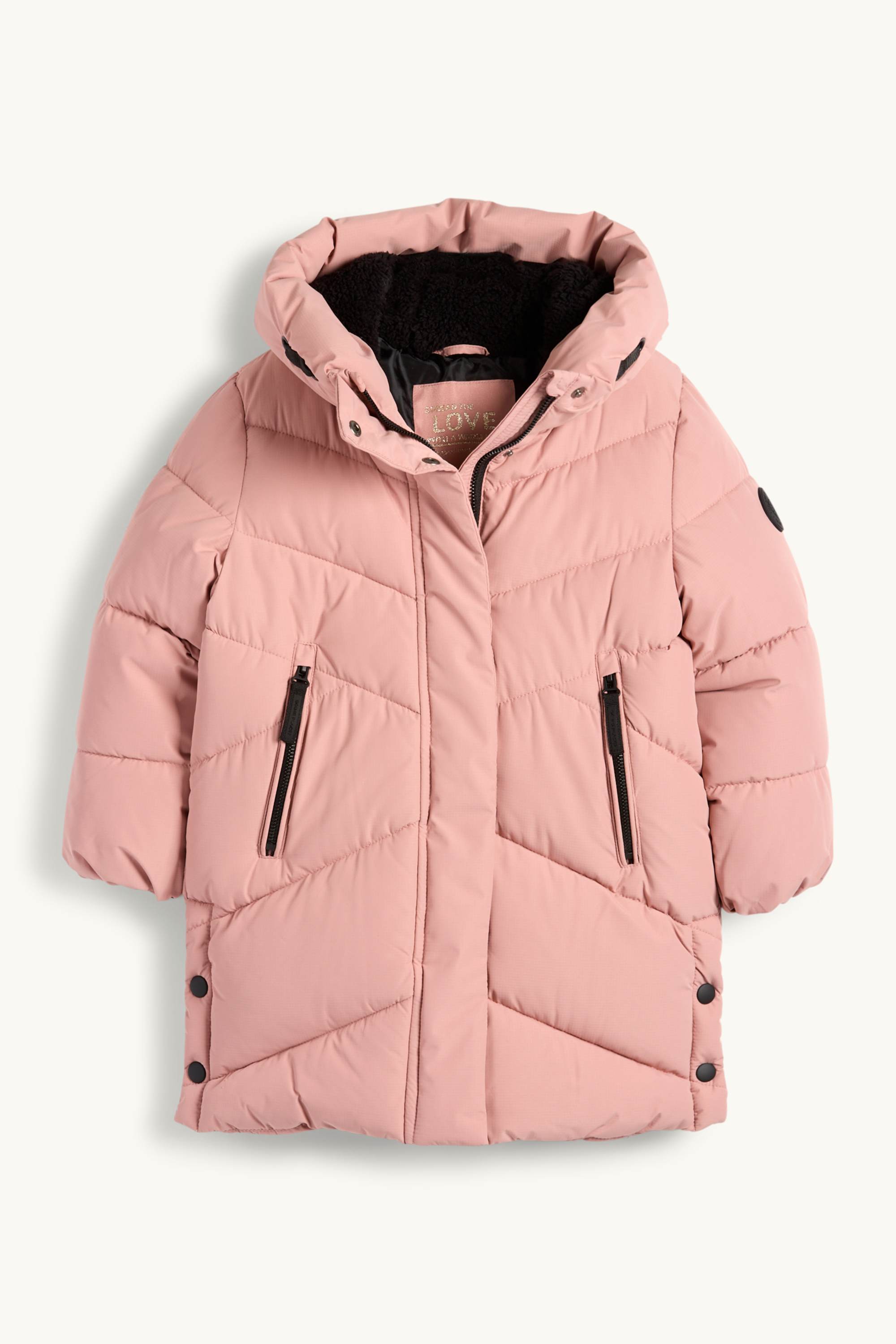 Quilted jacket with hood - water-repellent rose