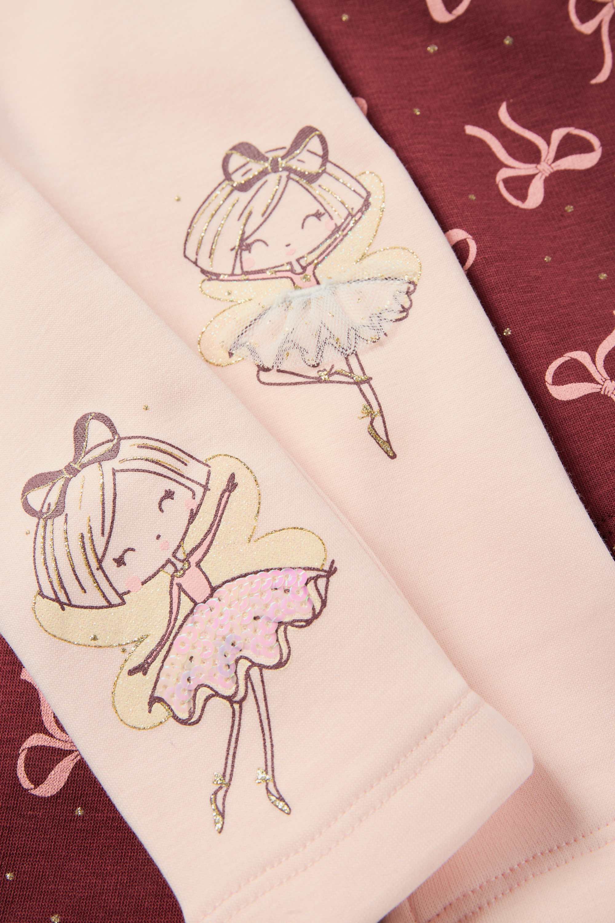 Multipack of 2 - bow and ballerina - thermal leggings rose / dark red