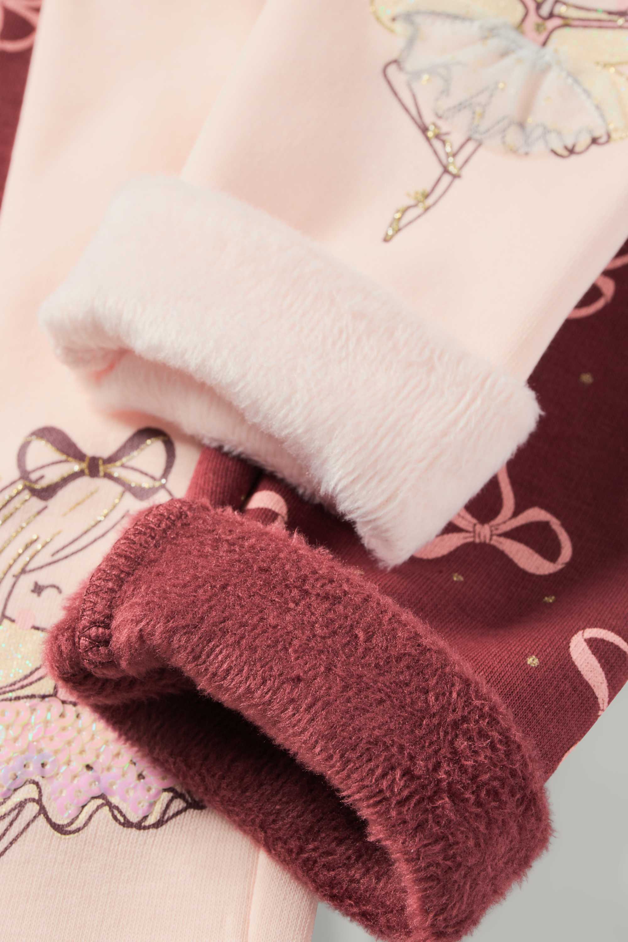 Multipack of 2 - bow and ballerina - thermal leggings rose / dark red