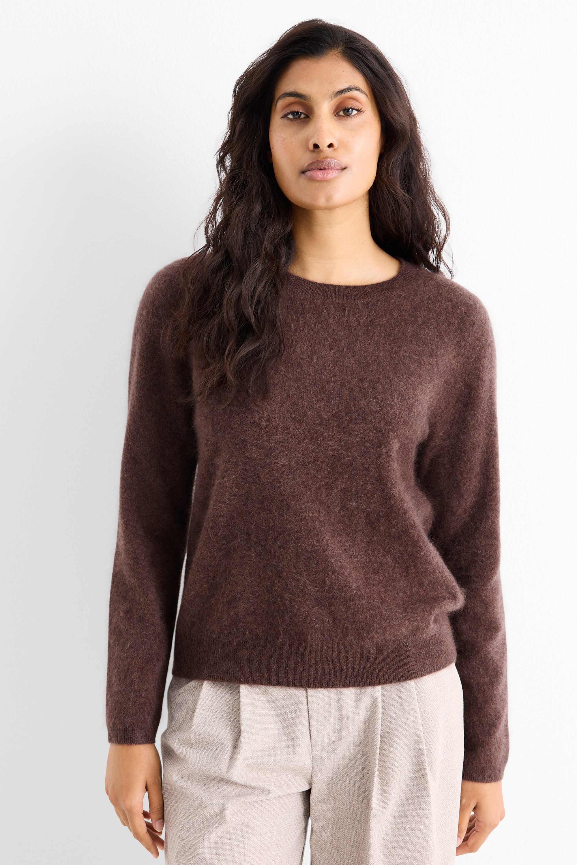 Cashmere jumper dark brown