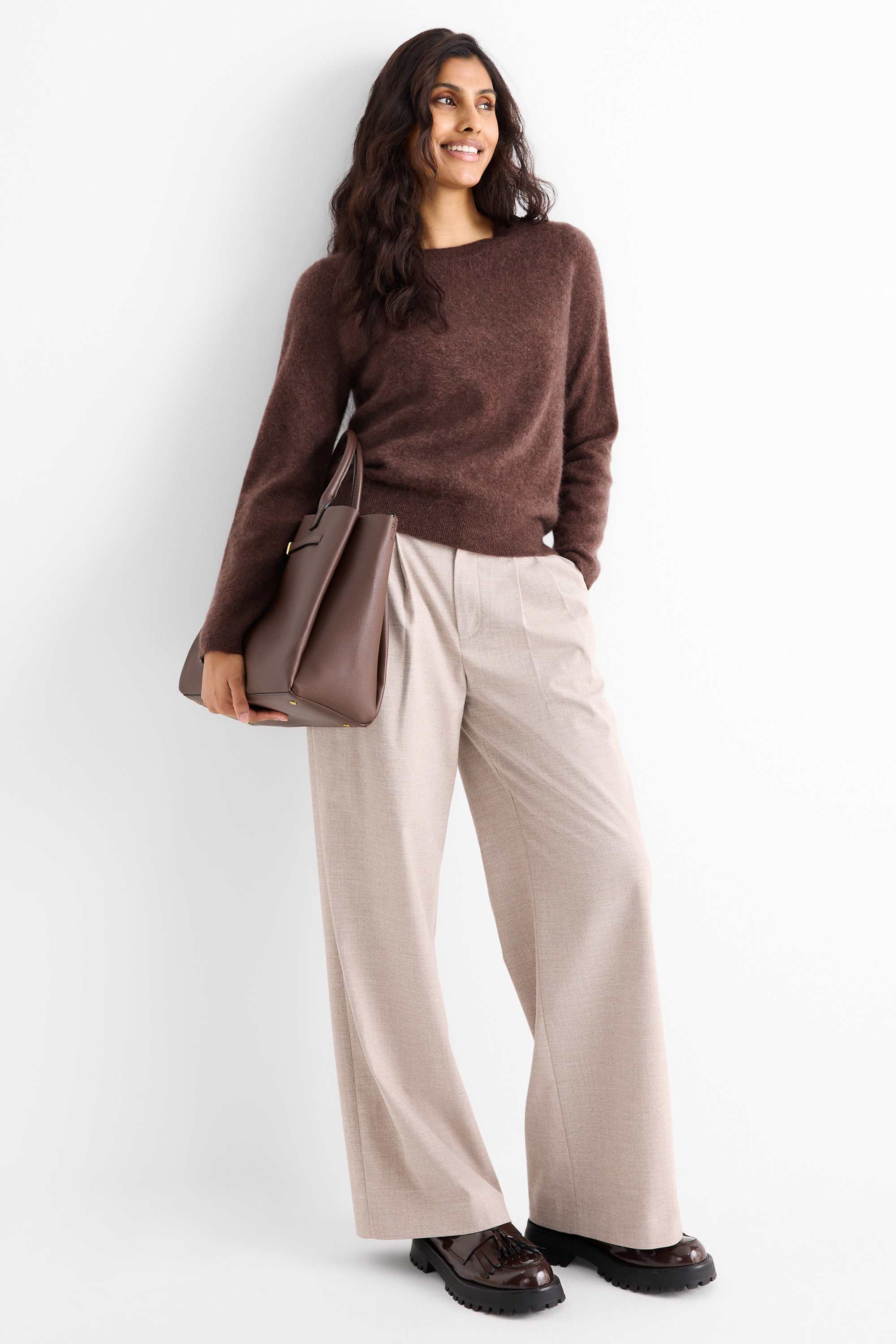 Cashmere jumper dark brown