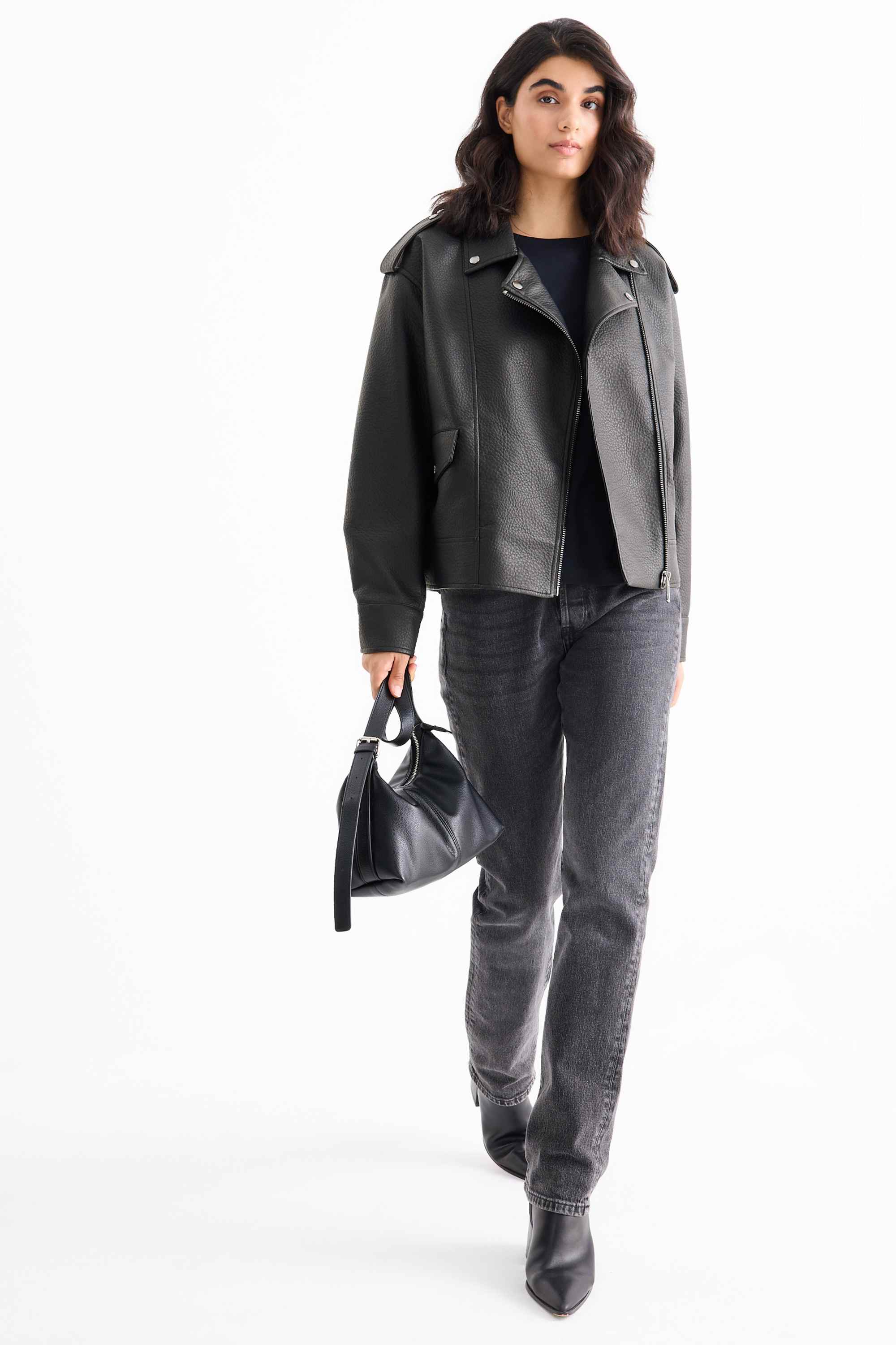Biker jacket - faux leather black