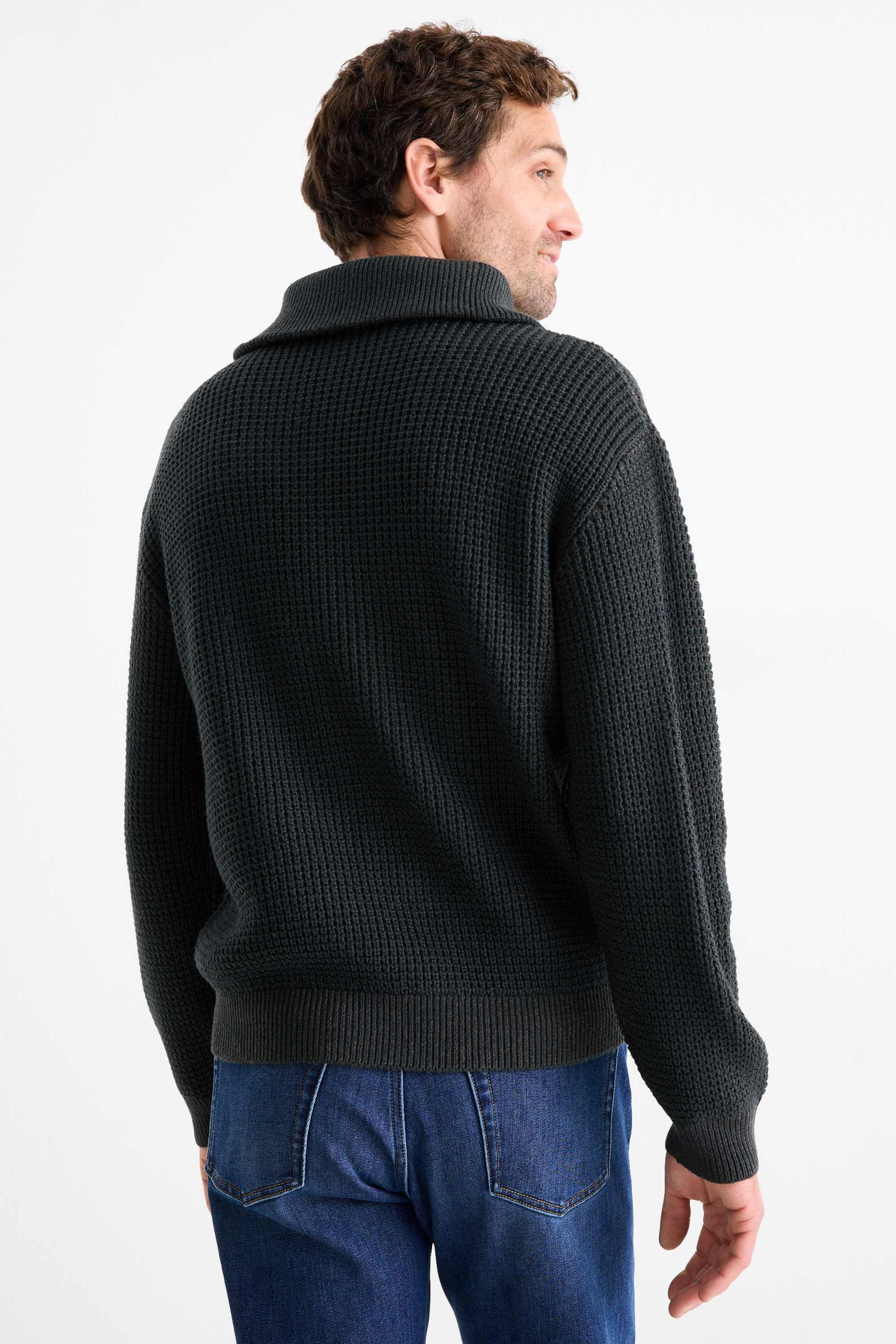 Jumper - textured dark green