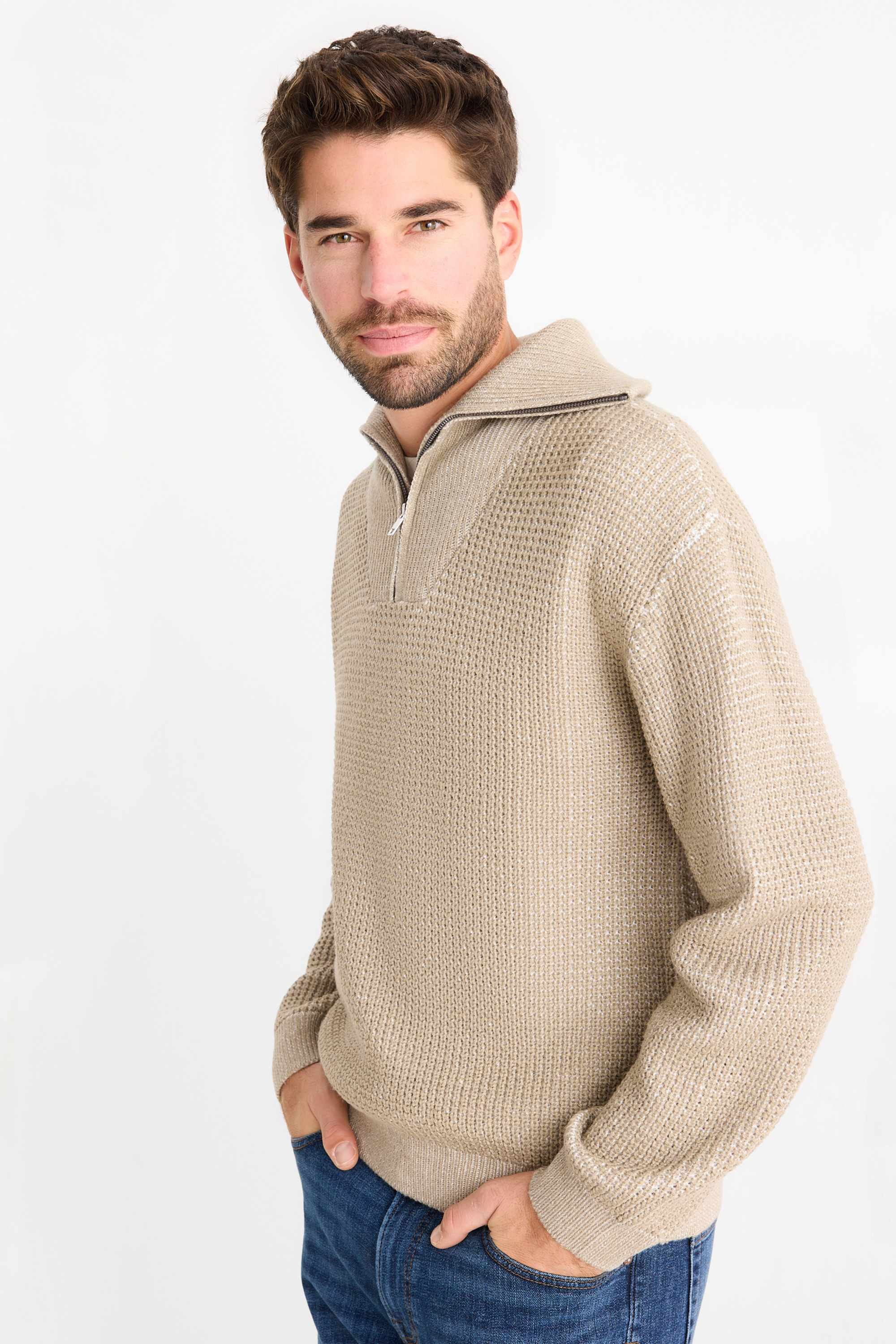 Jumper - textured beige