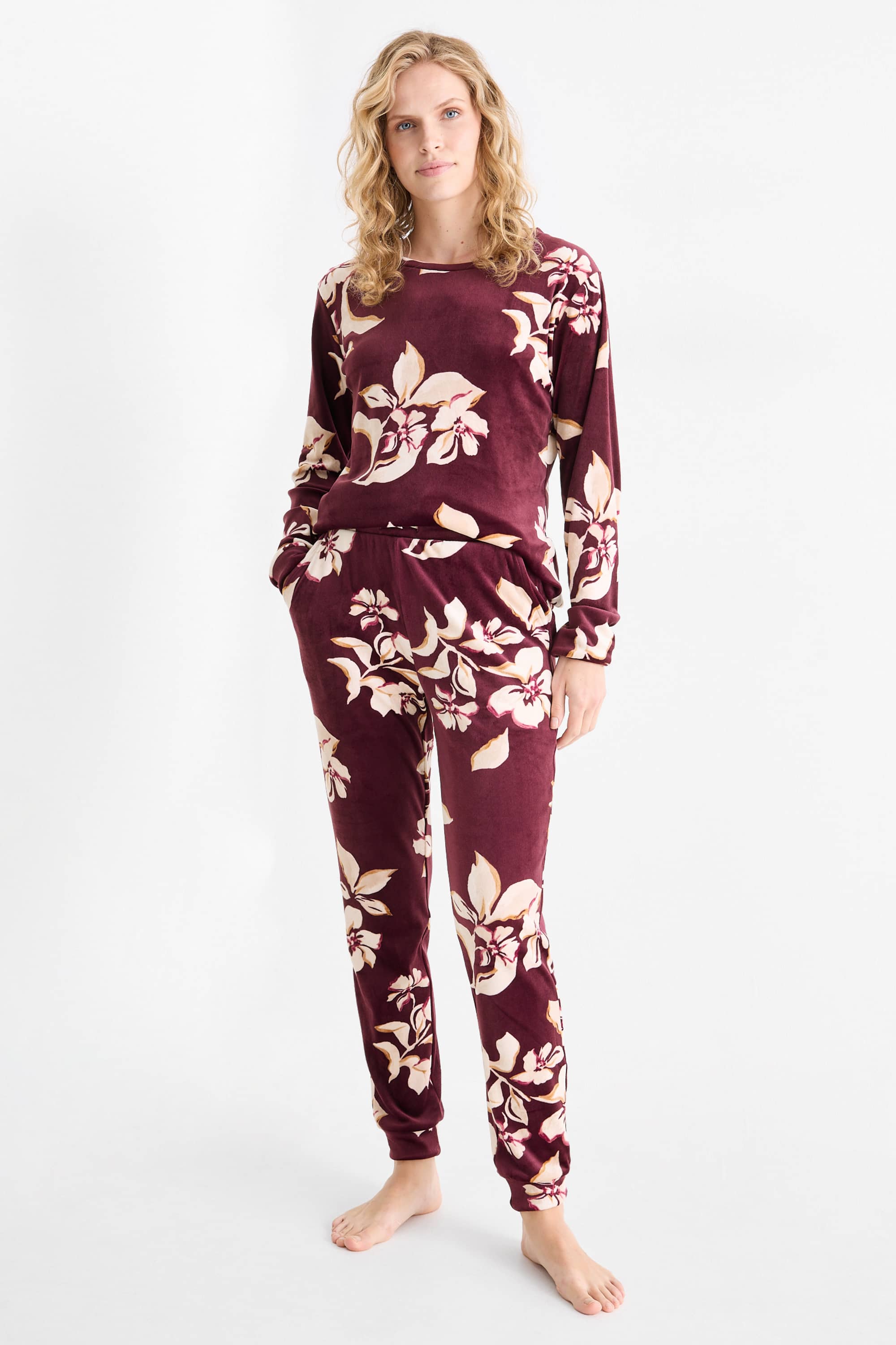 Winter pyjamas - floral purple