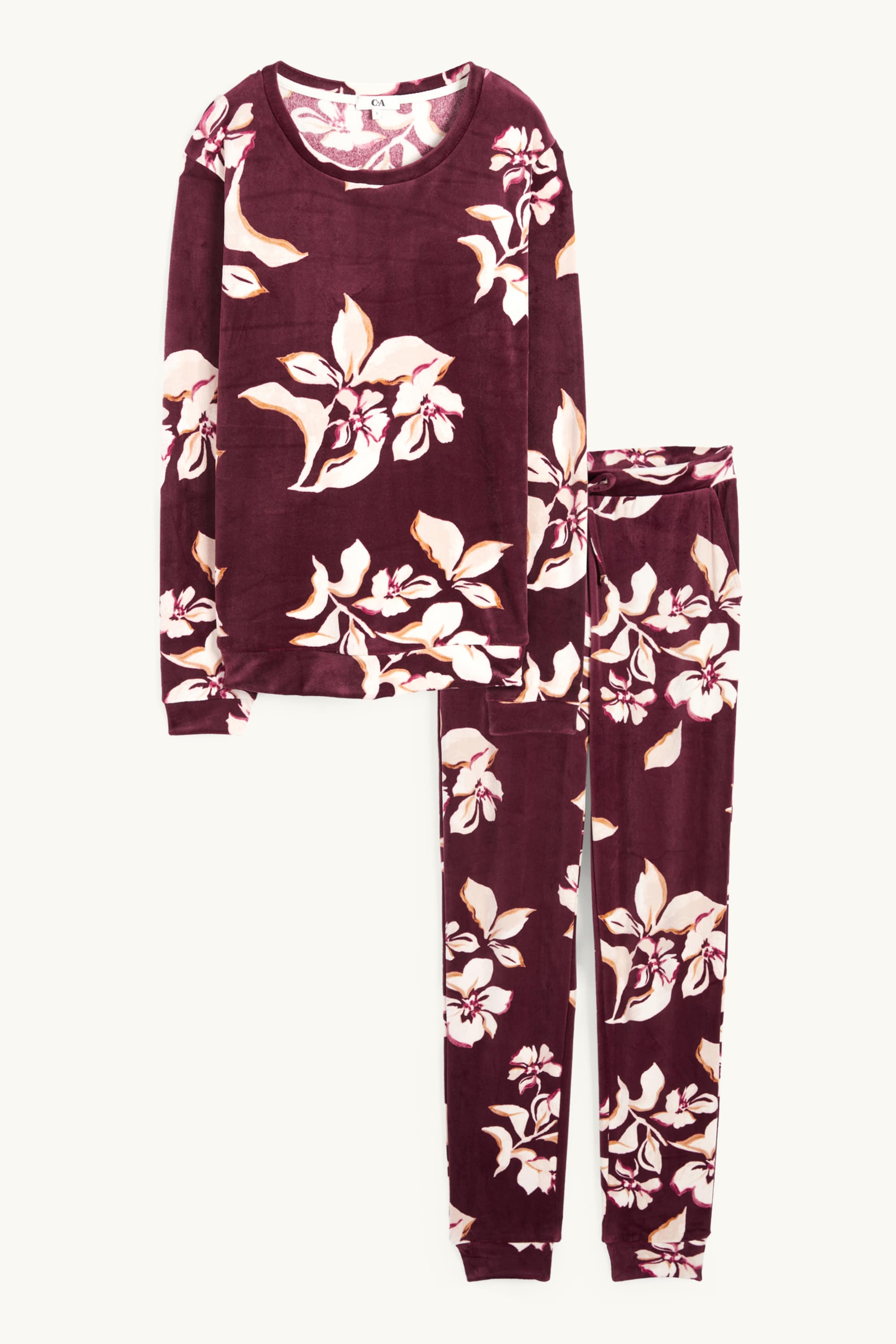 Winter pyjamas - floral purple