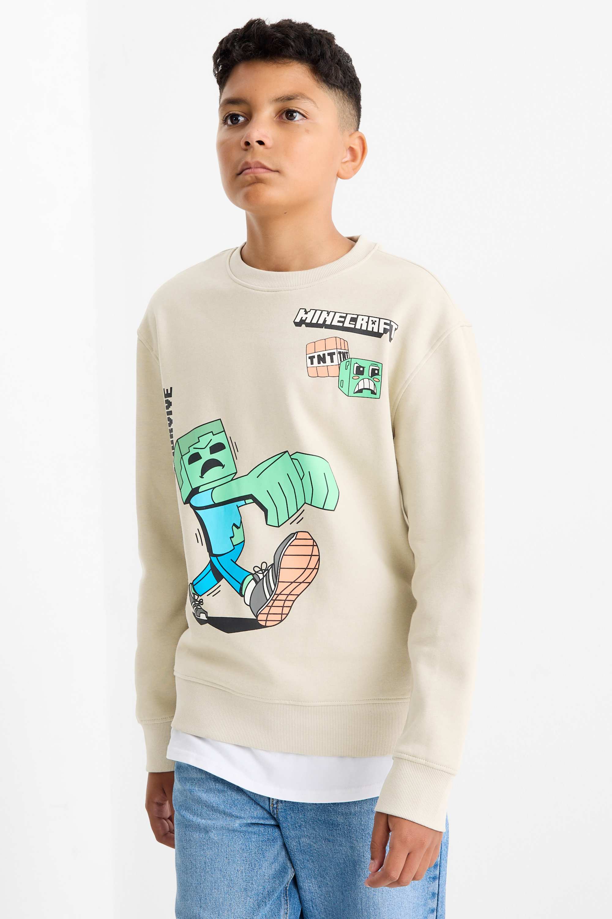 Multipack of 2 - Minecraft - hoodie and sweatshirt khaki