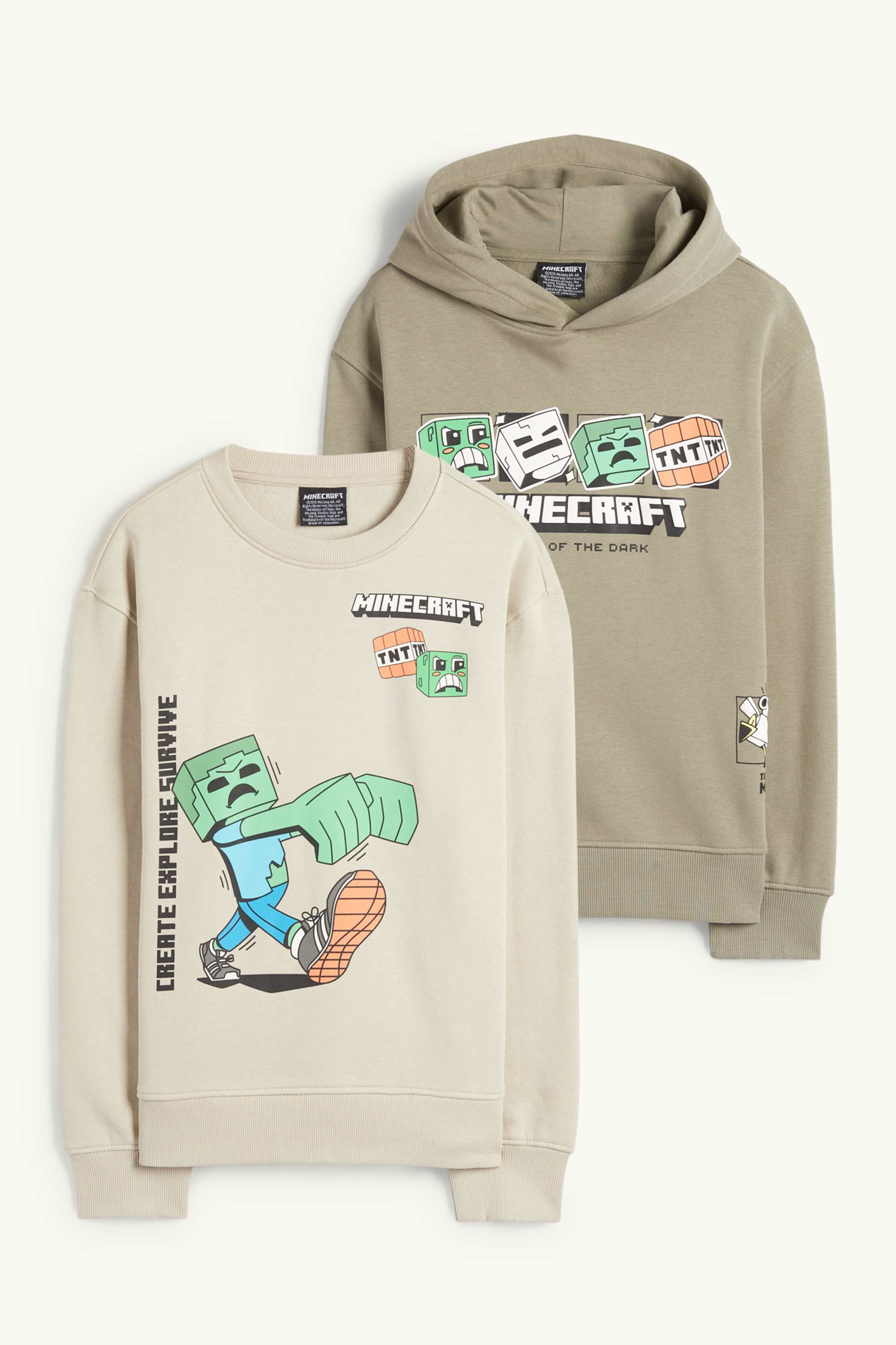 Multipack of 2 - Minecraft - hoodie and sweatshirt khaki