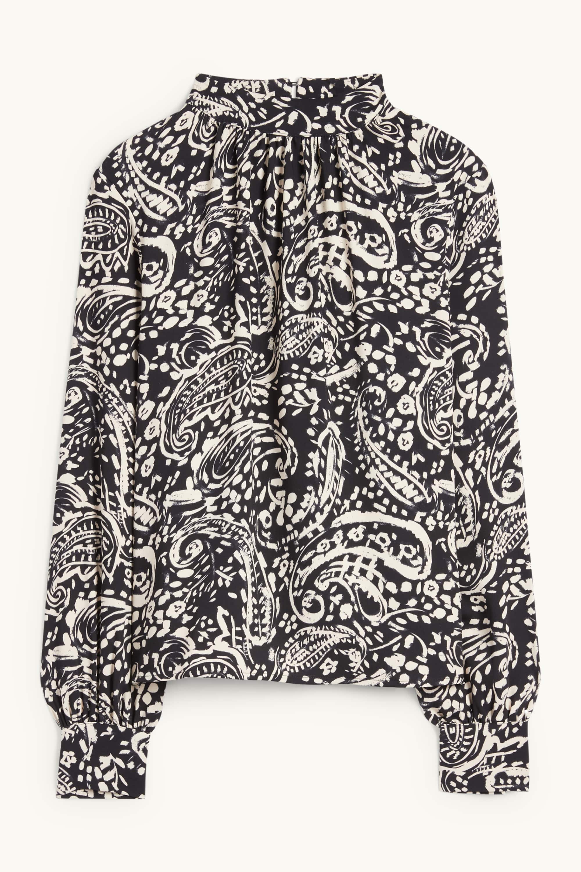 Blouse - patterned black / beige