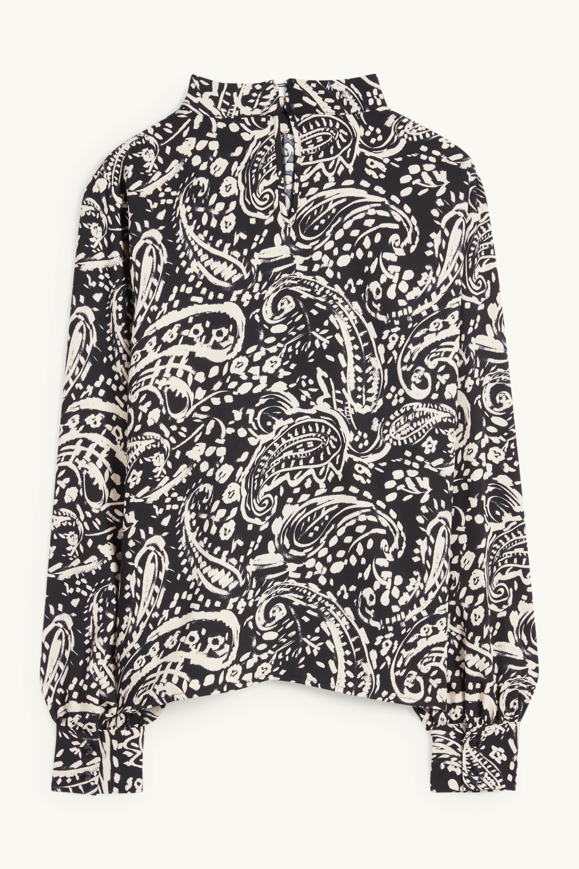 Blouse - patterned black / beige