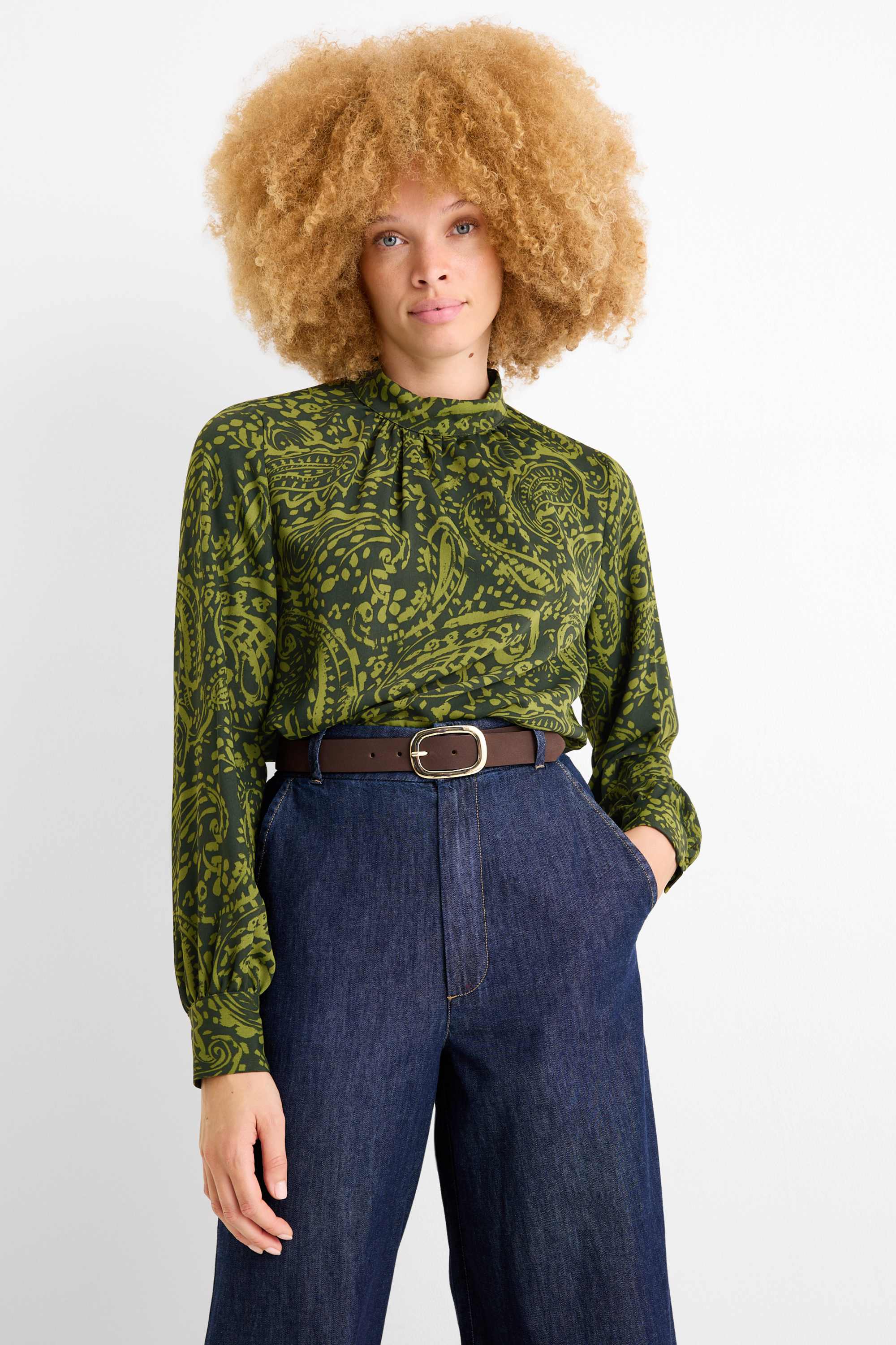 Blouse - patterned green