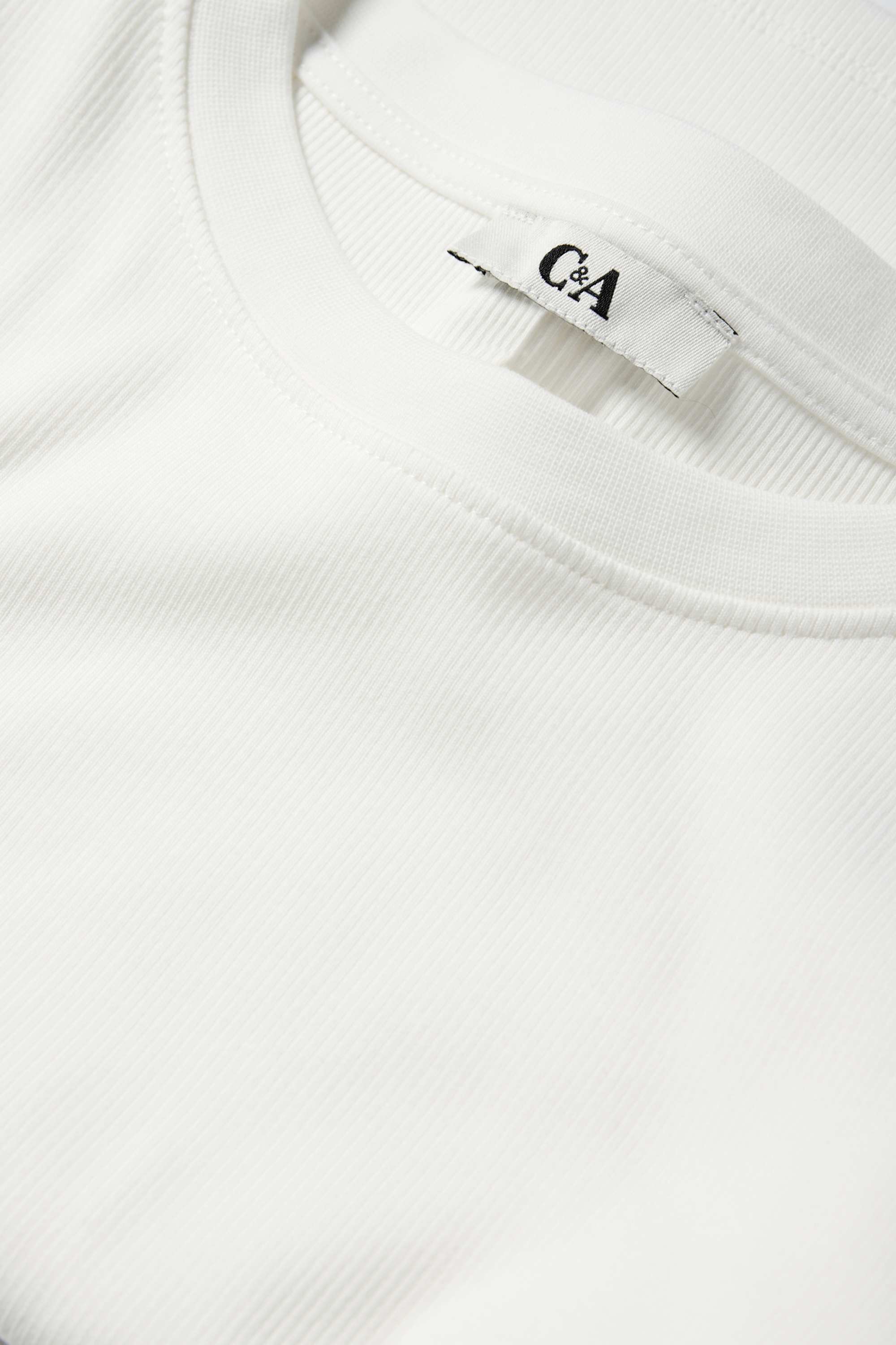 Cropped long sleeve top - ribbed white
