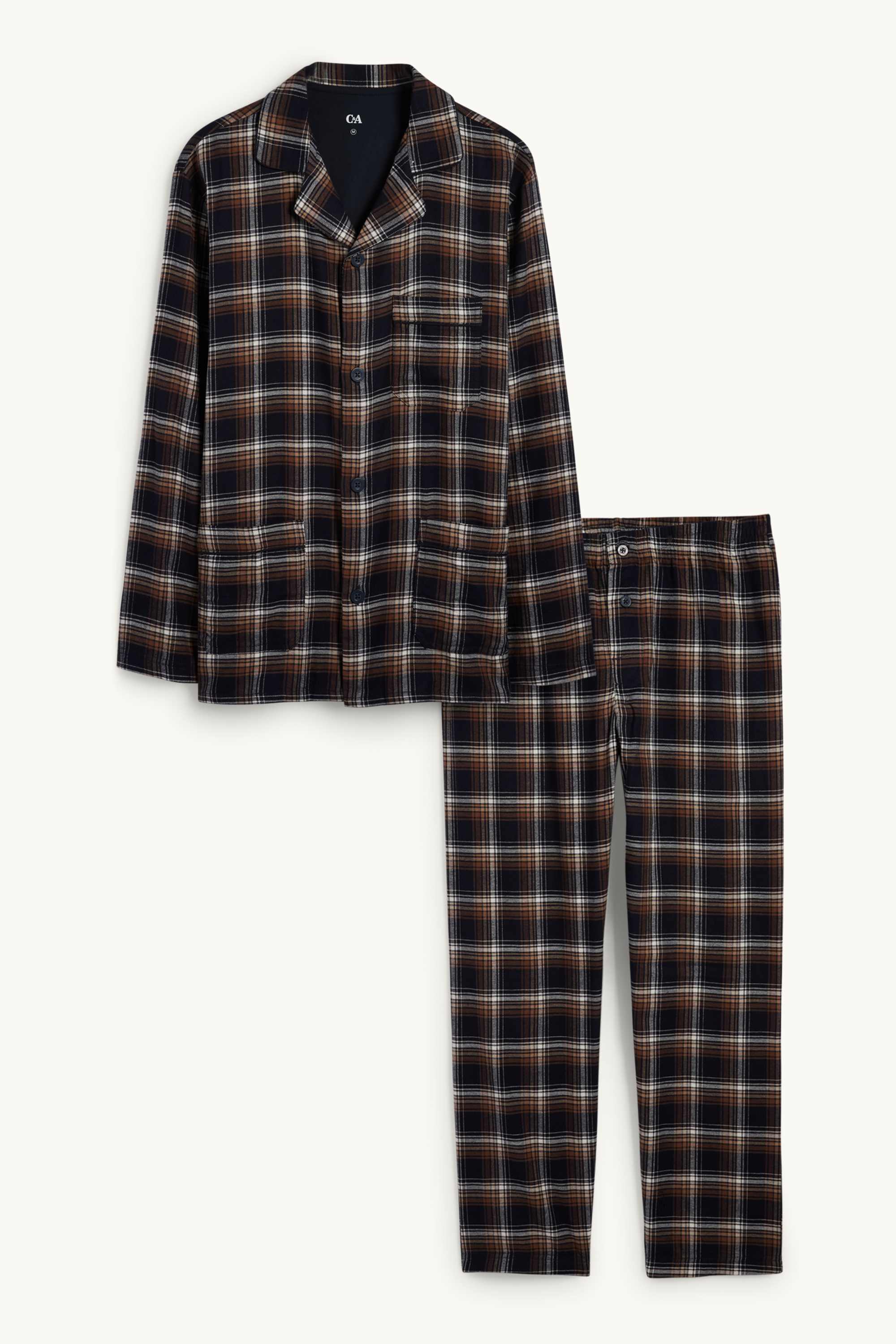 Flannel pyjamas - check dark blue