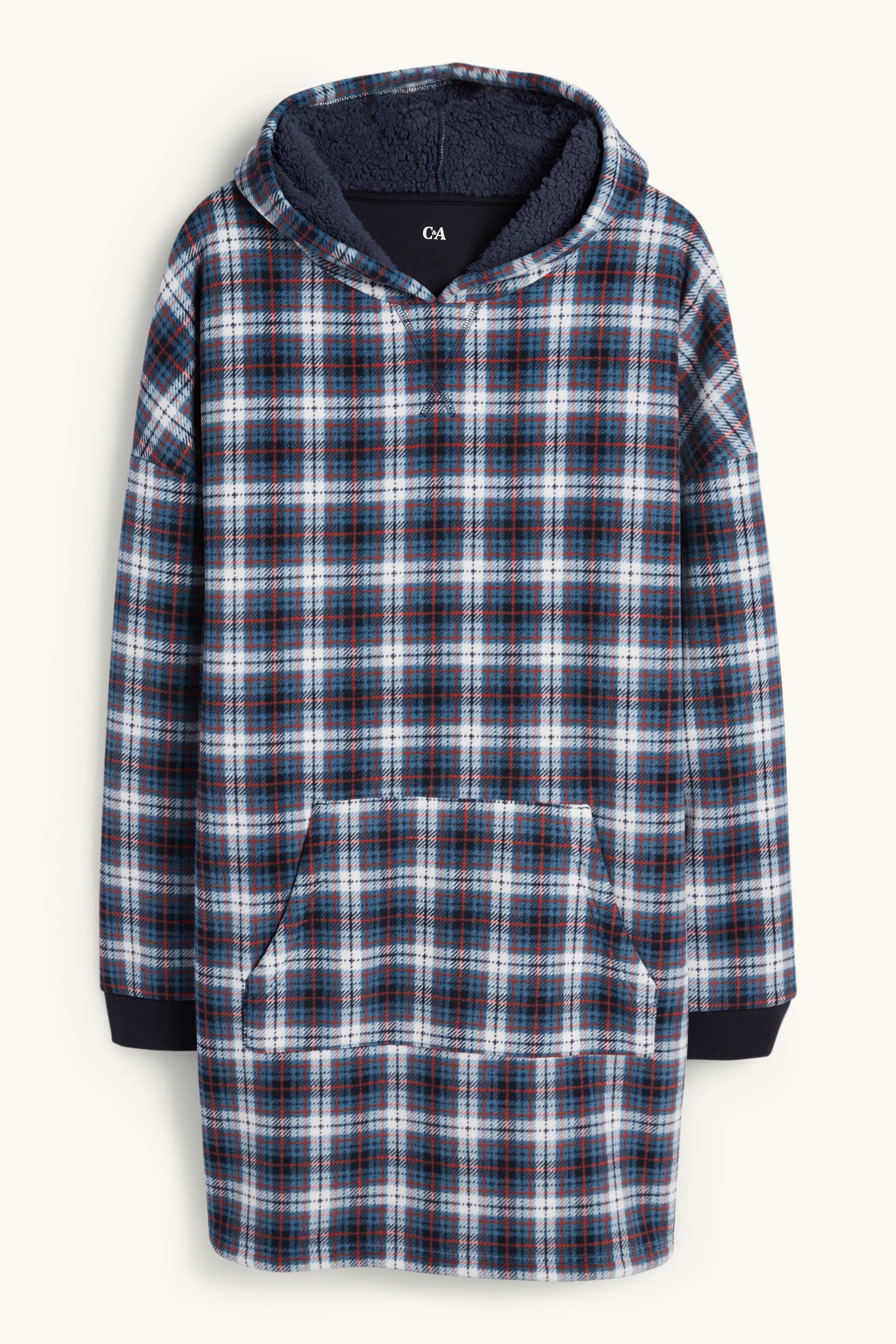 Hoodie blanket - check dark blue