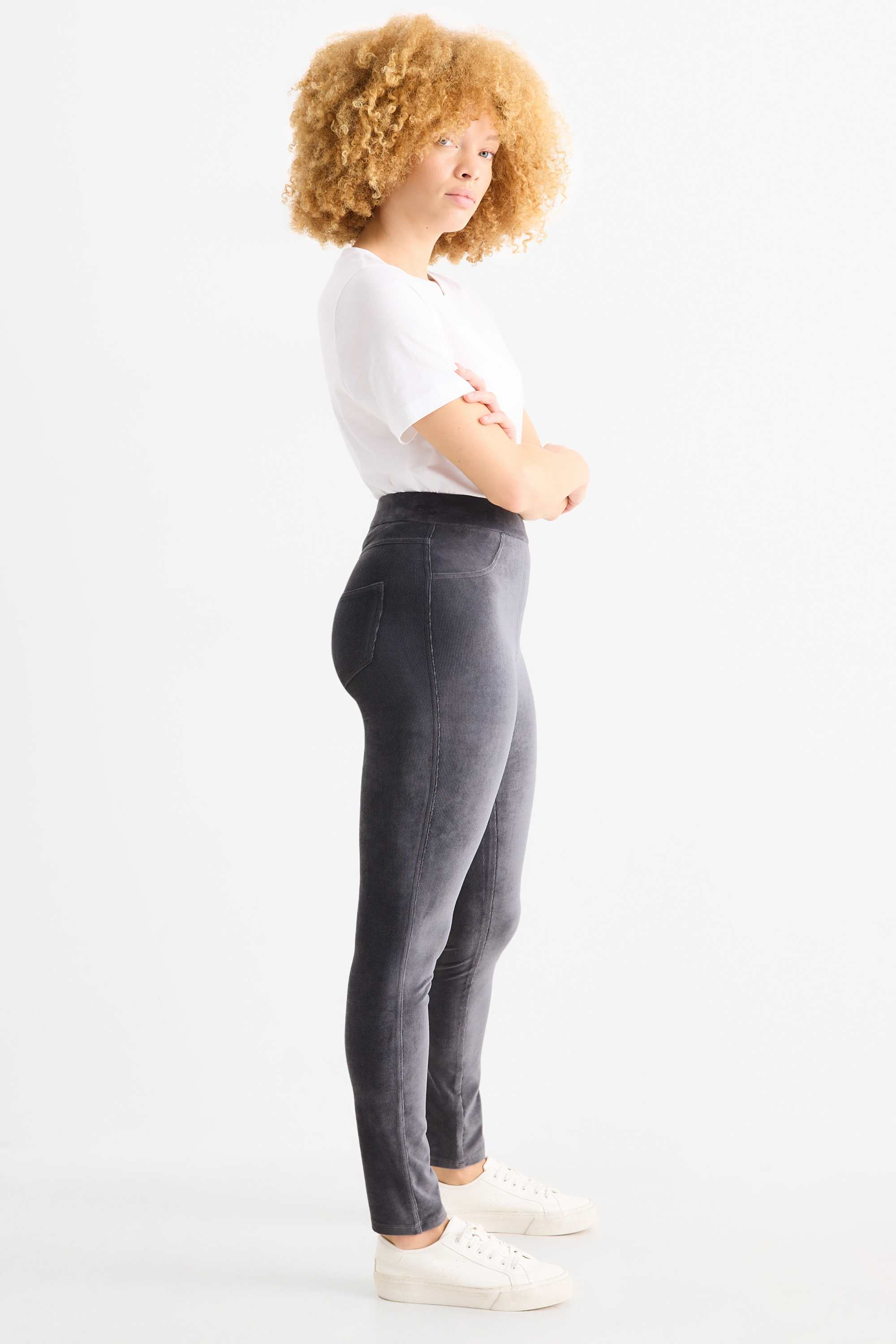 Corduroy leggings dark gray