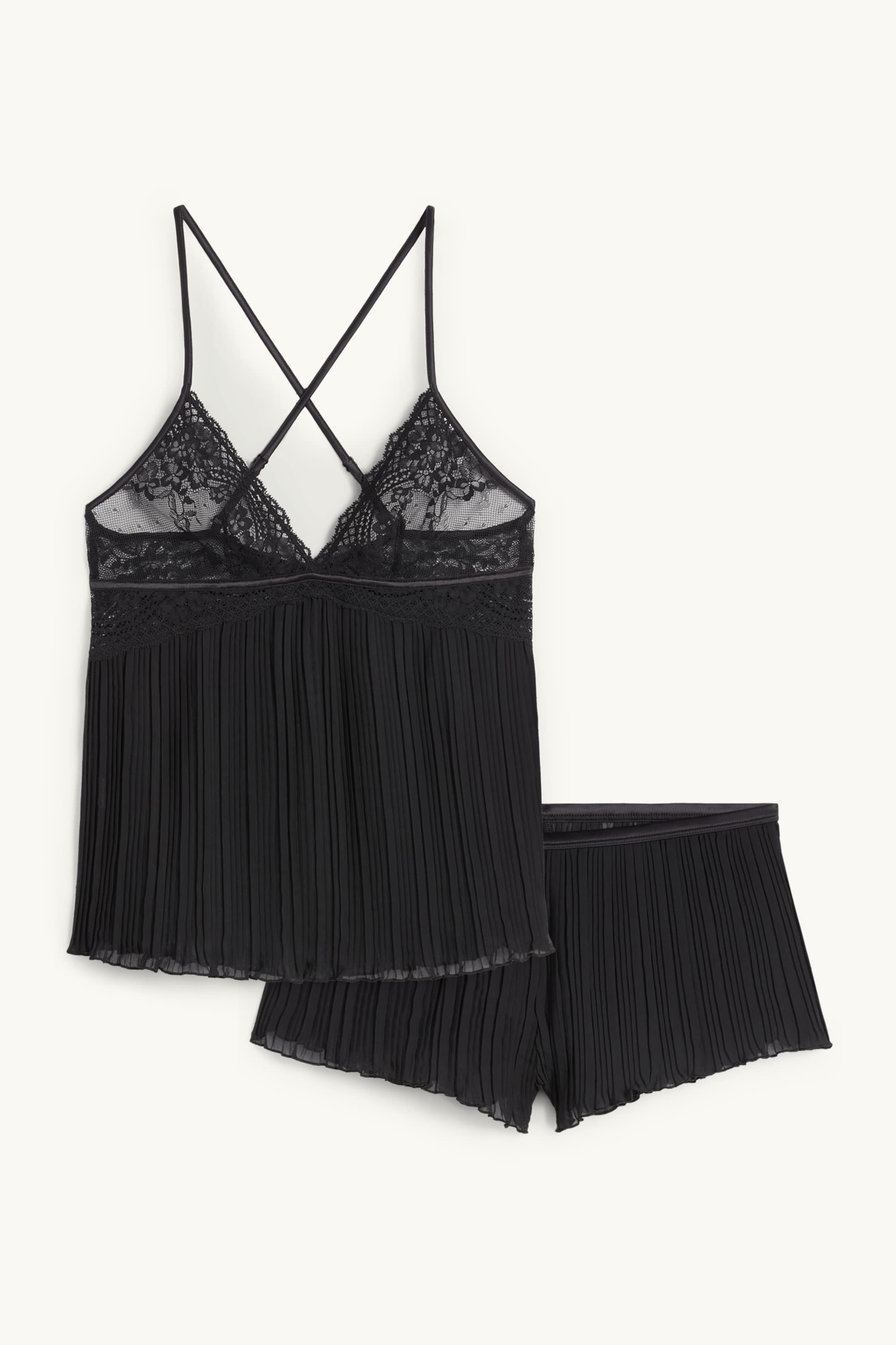 Short plissé pyjamas black