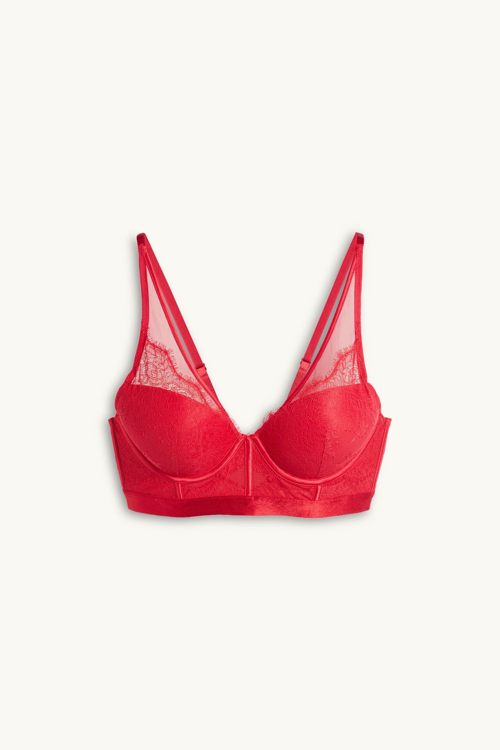 Underwire bra - PLUNGE - padded red