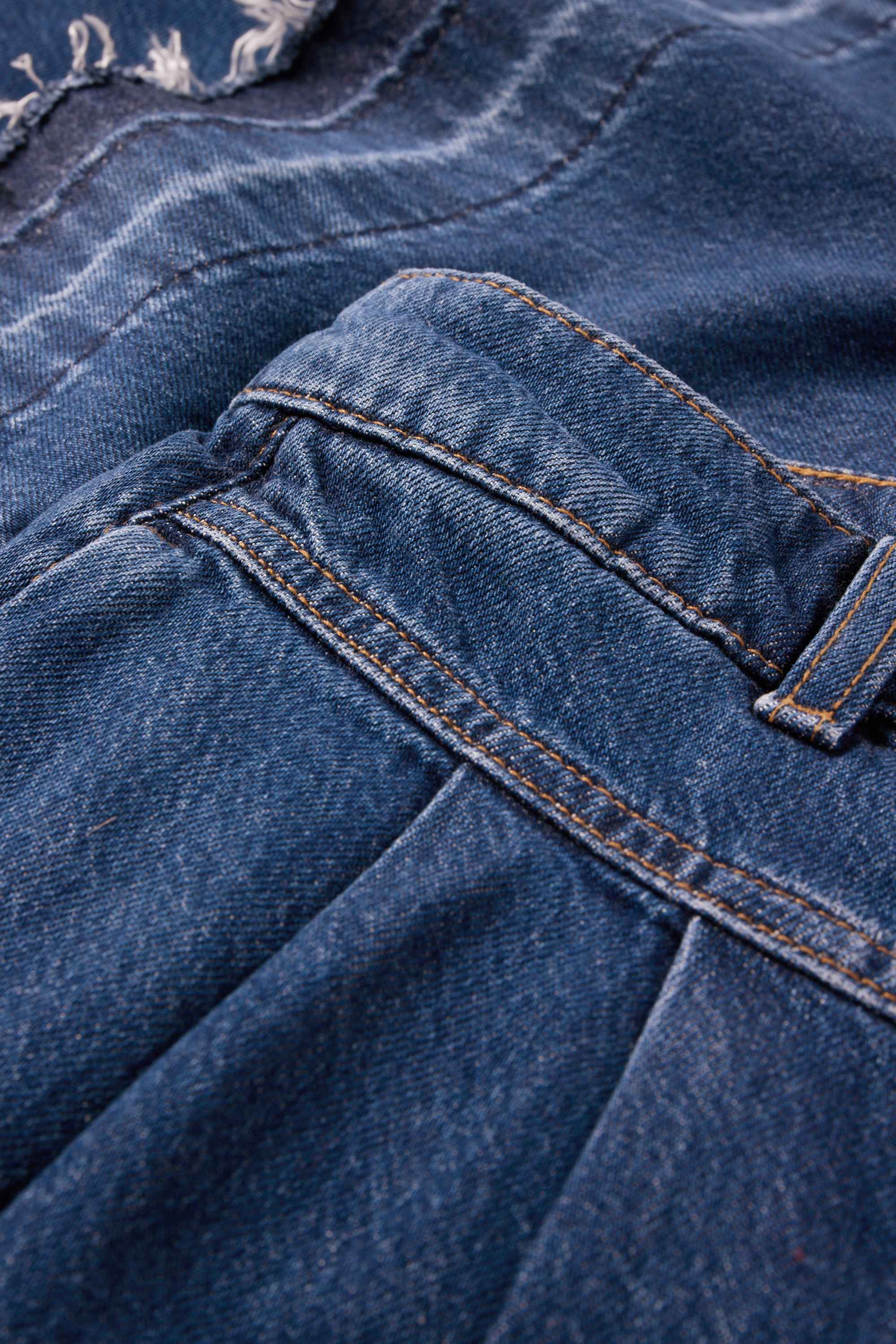 Wide leg jeans - mid-rise waist blue denim