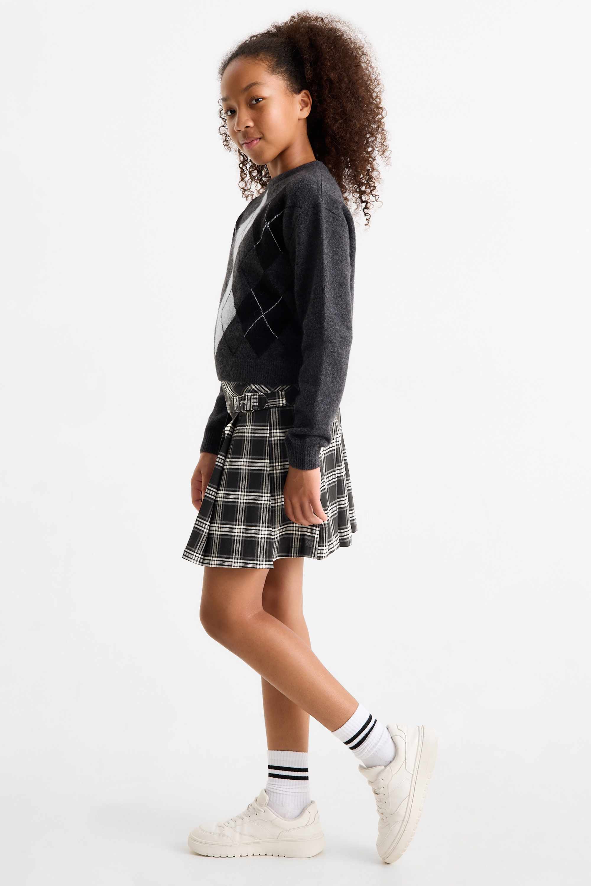 Skirt - check black / white