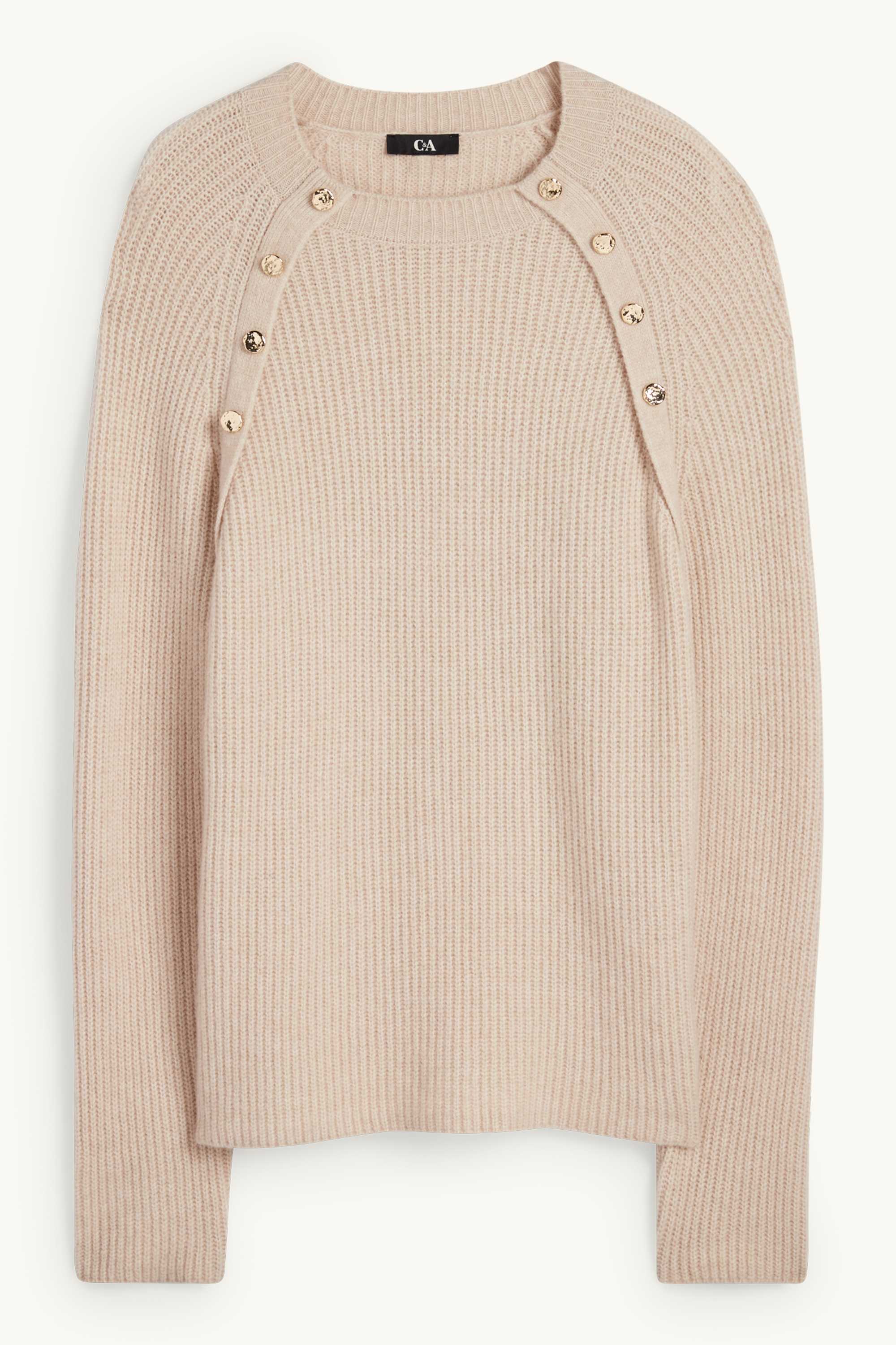 Jumper - ribbed light beige