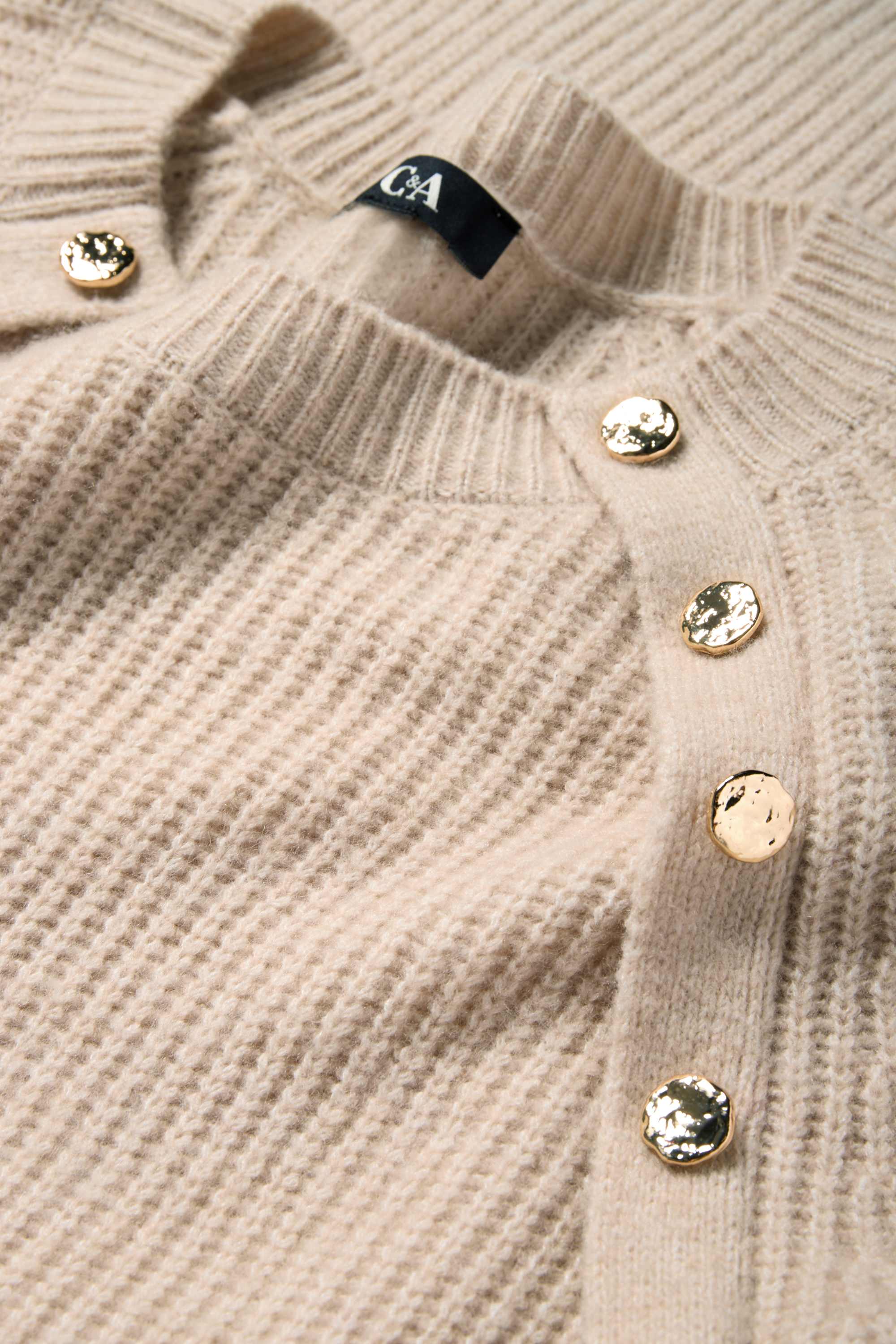 Jumper - ribbed light beige