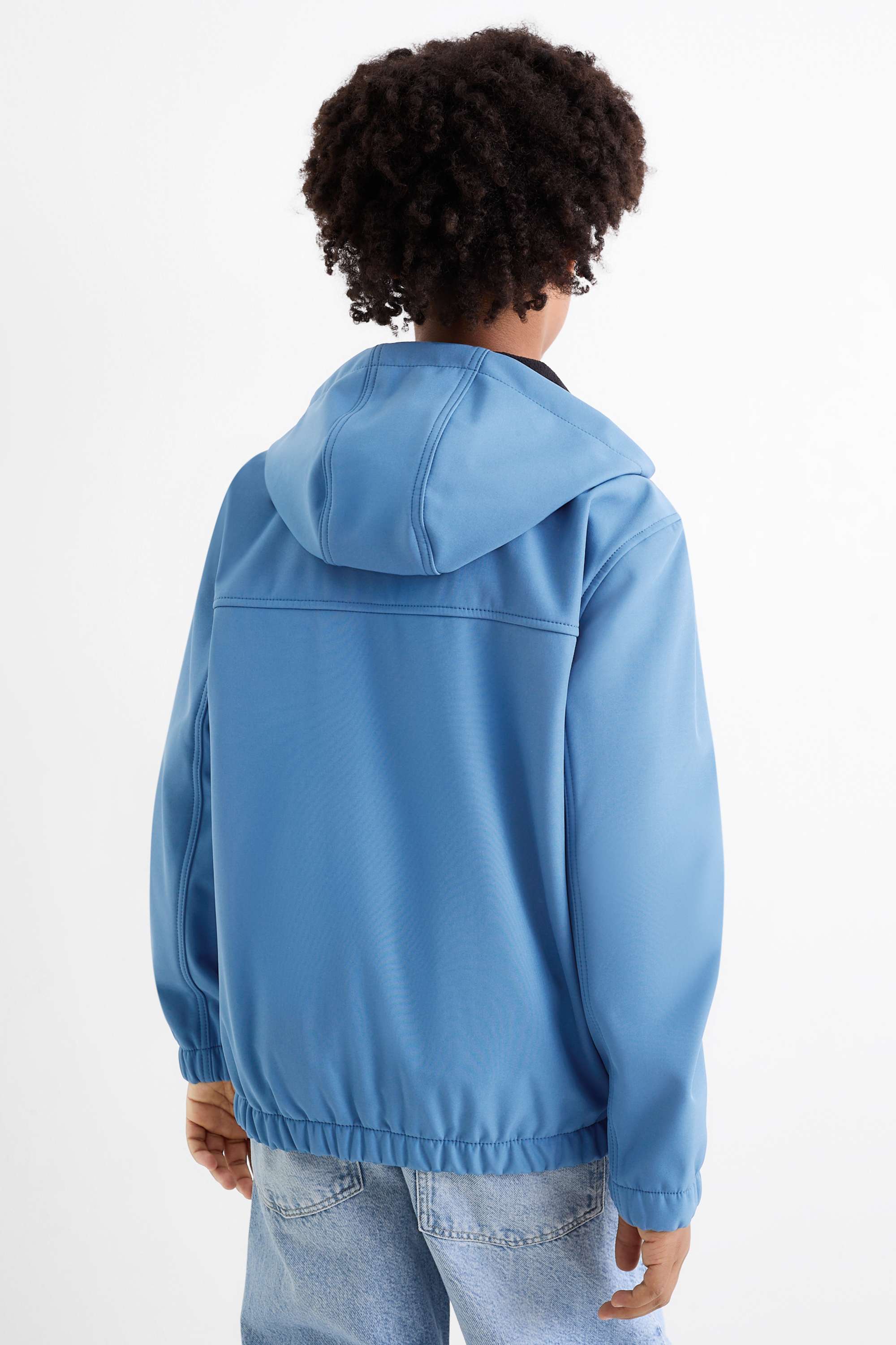 Softshell jacket with hood - waterproof blue