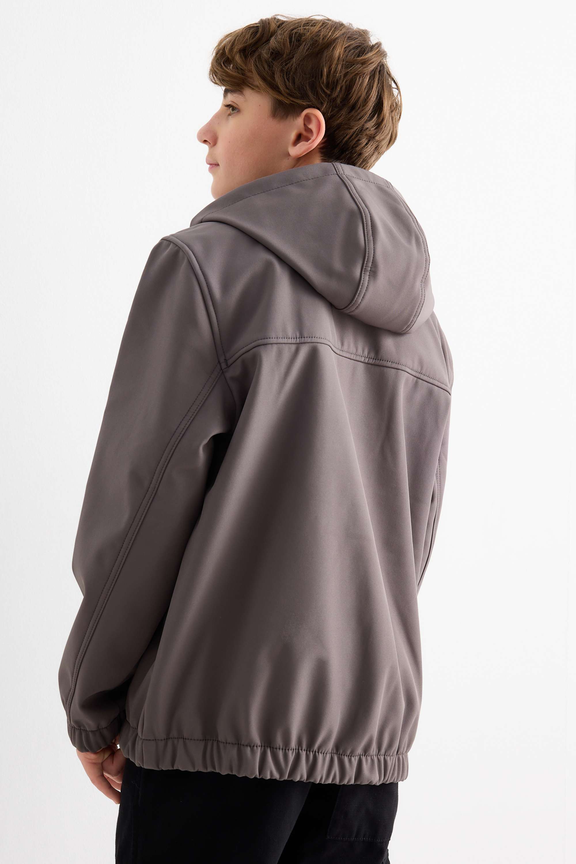 Softshell jacket with hood - waterproof dark gray
