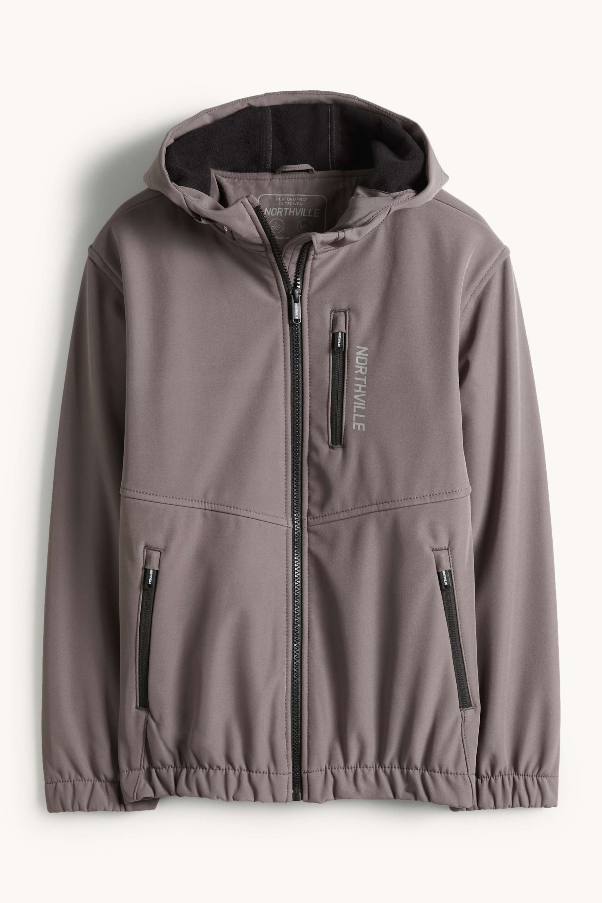Softshell jacket with hood - waterproof dark gray