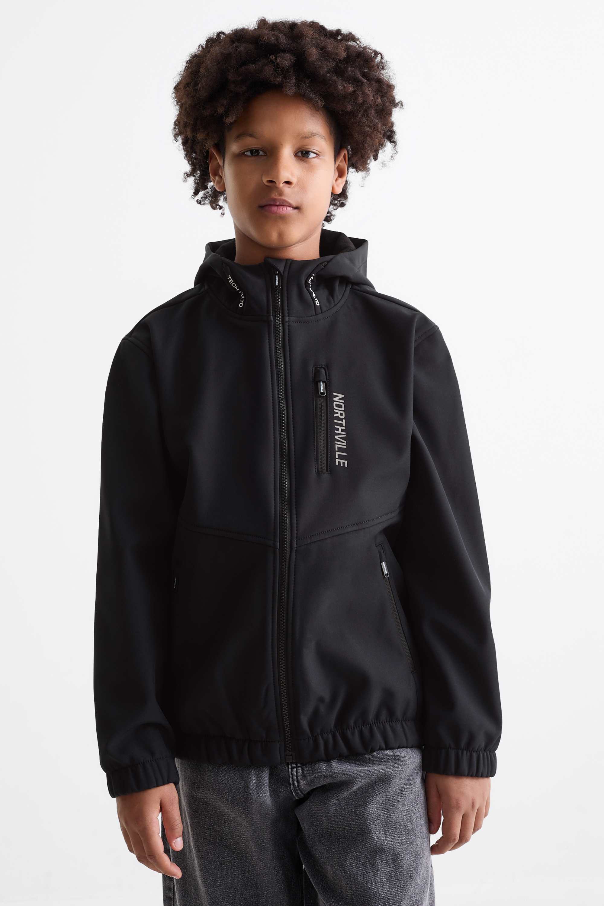 Softshell jacket with hood - waterproof black