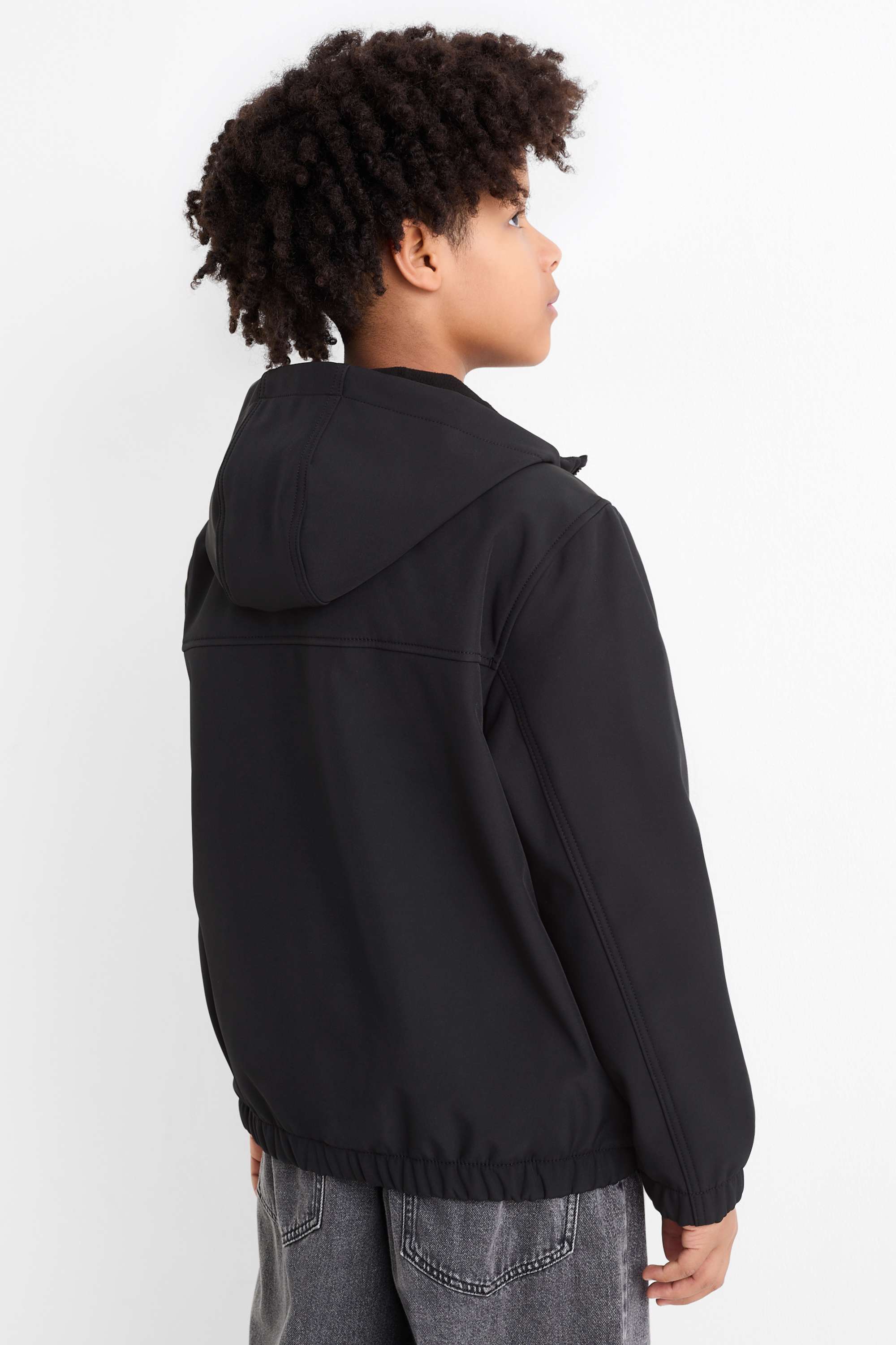 Softshell jacket with hood - waterproof black
