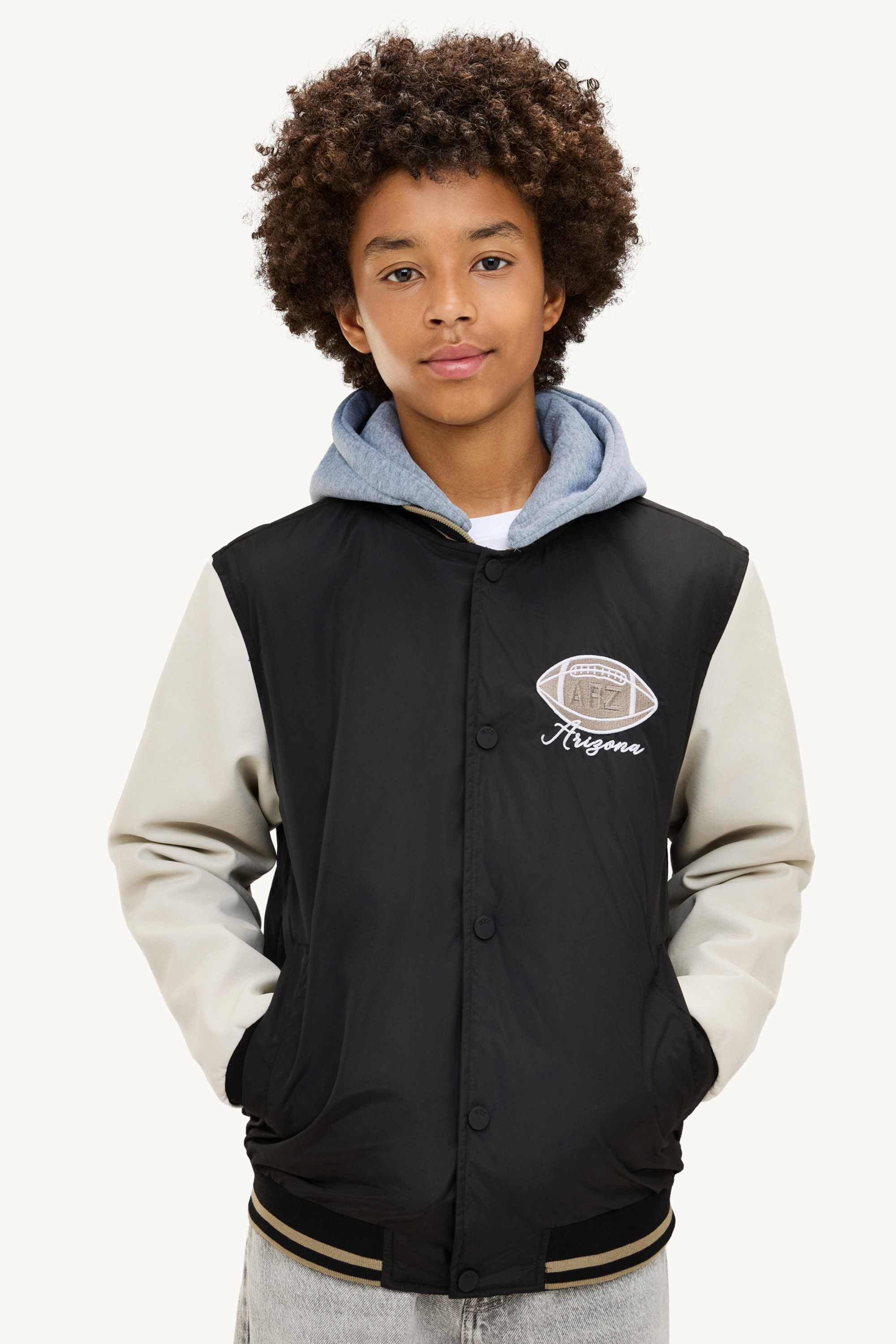 Football - varsity jacket with hood black