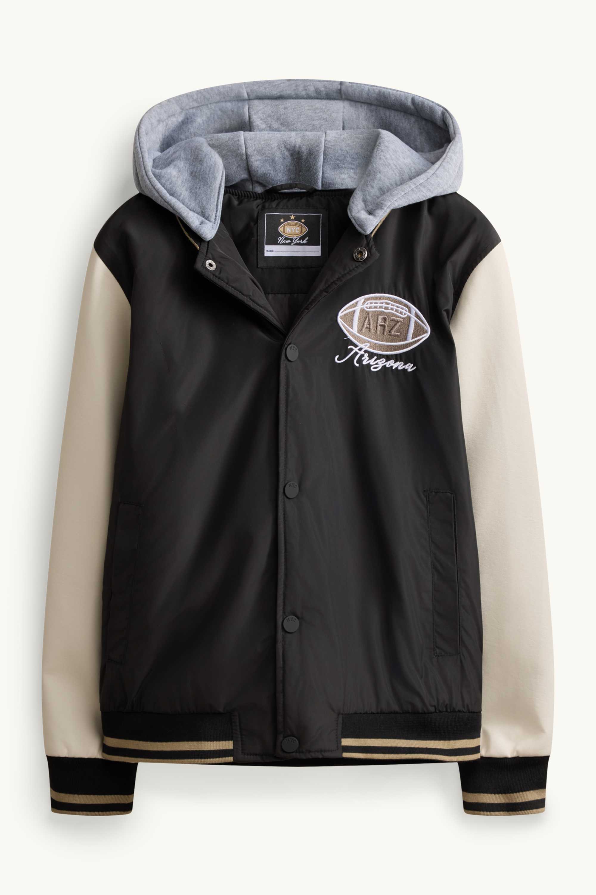 Football - varsity jacket with hood black